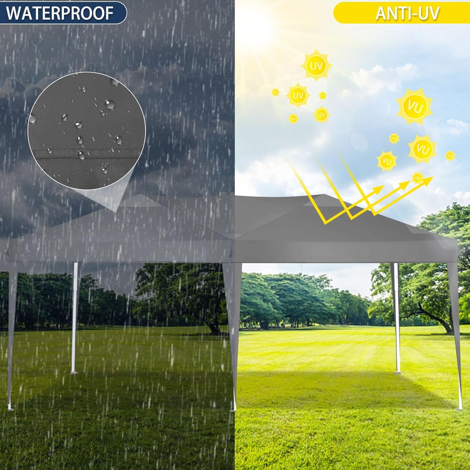 image:imageCOBIZI 10x20 FT Pop up Canopy Tent with Sidewalls Party Tents for Parties Carpas para Fiestas Easy Set Large Outdoor Popup Patio Gazebo for BackyardWeddingsVendorCommercial EventWhite UpgradeGray