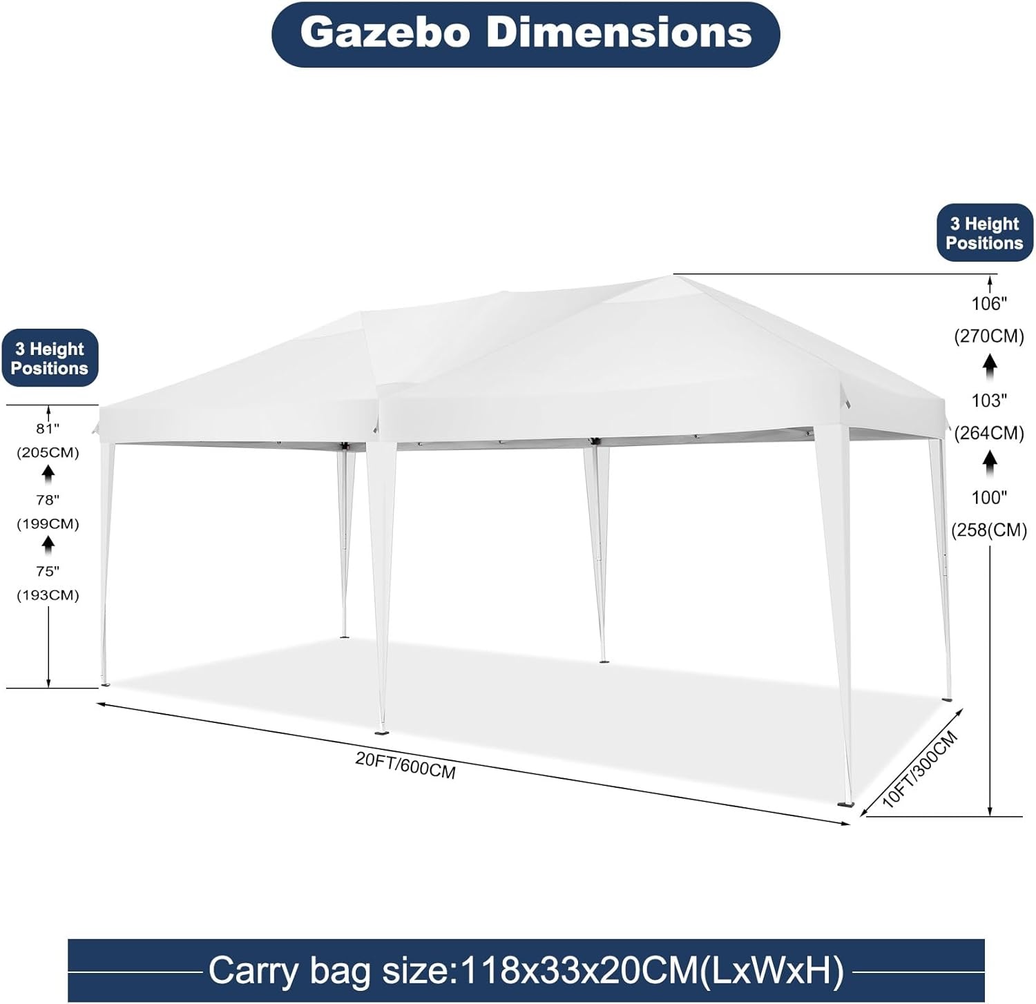 image:imageCOBIZI 10x20 FT Pop up Canopy Tent with Sidewalls Party Tents for Parties Carpas para Fiestas Easy Set Large Outdoor Popup Patio Gazebo for BackyardWeddingsVendorCommercial EventWhite UpgradeWHITE