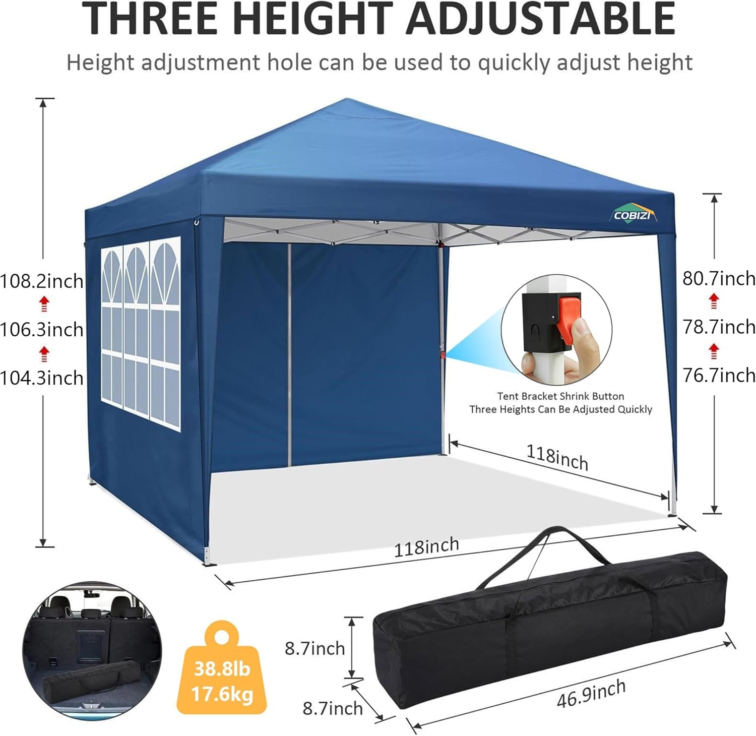 image:imageCOBIZI 10x20 FT Pop up Canopy Tent with Sidewalls Party Tents for Parties Carpas para Fiestas Easy Set Large Outdoor Popup Patio Gazebo for BackyardWeddingsVendorCommercial EventWhite UpgradeBlue