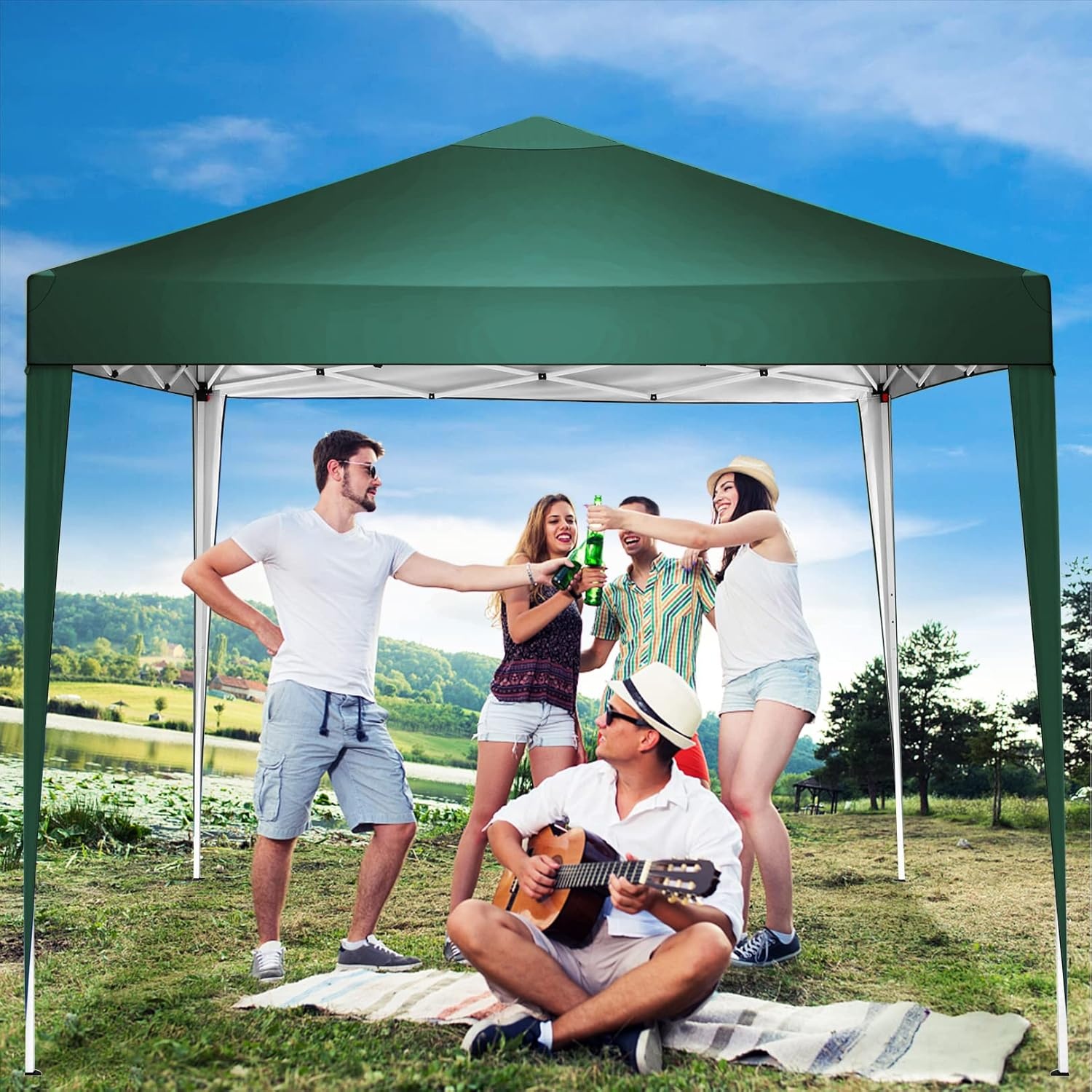 image:imageCOBIZI 10x20 FT Pop up Canopy Tent with Sidewalls Party Tents for Parties Carpas para Fiestas Easy Set Large Outdoor Popup Patio Gazebo for BackyardWeddingsVendorCommercial EventWhite UpgradeGreen