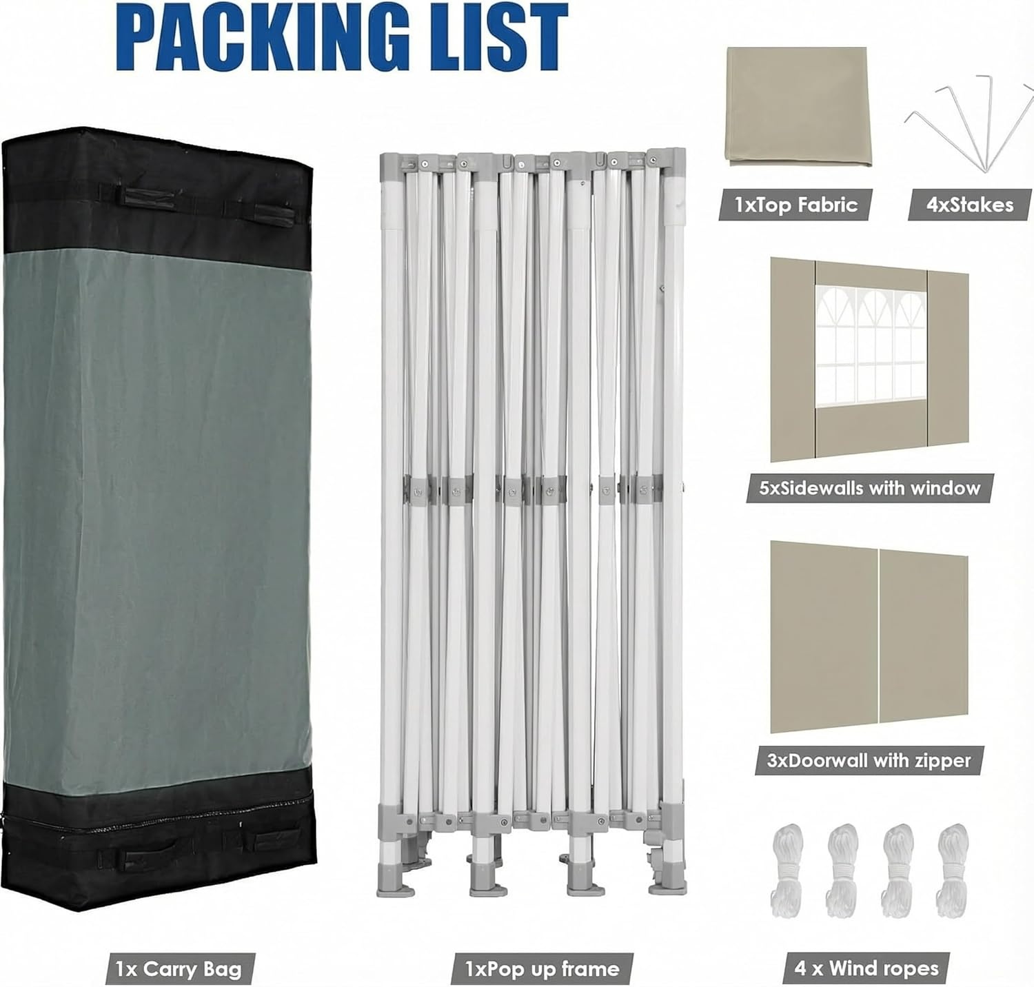 image:imageCOBIZI 10x30 Heavy Duty Pop up Canopy Tent for Parties with 8 SidewallsHexagonal Frame Easy Setup Outdoor Commercial Gazebo for Wedding Event with Portable Bag amp Sand Bags Khaki