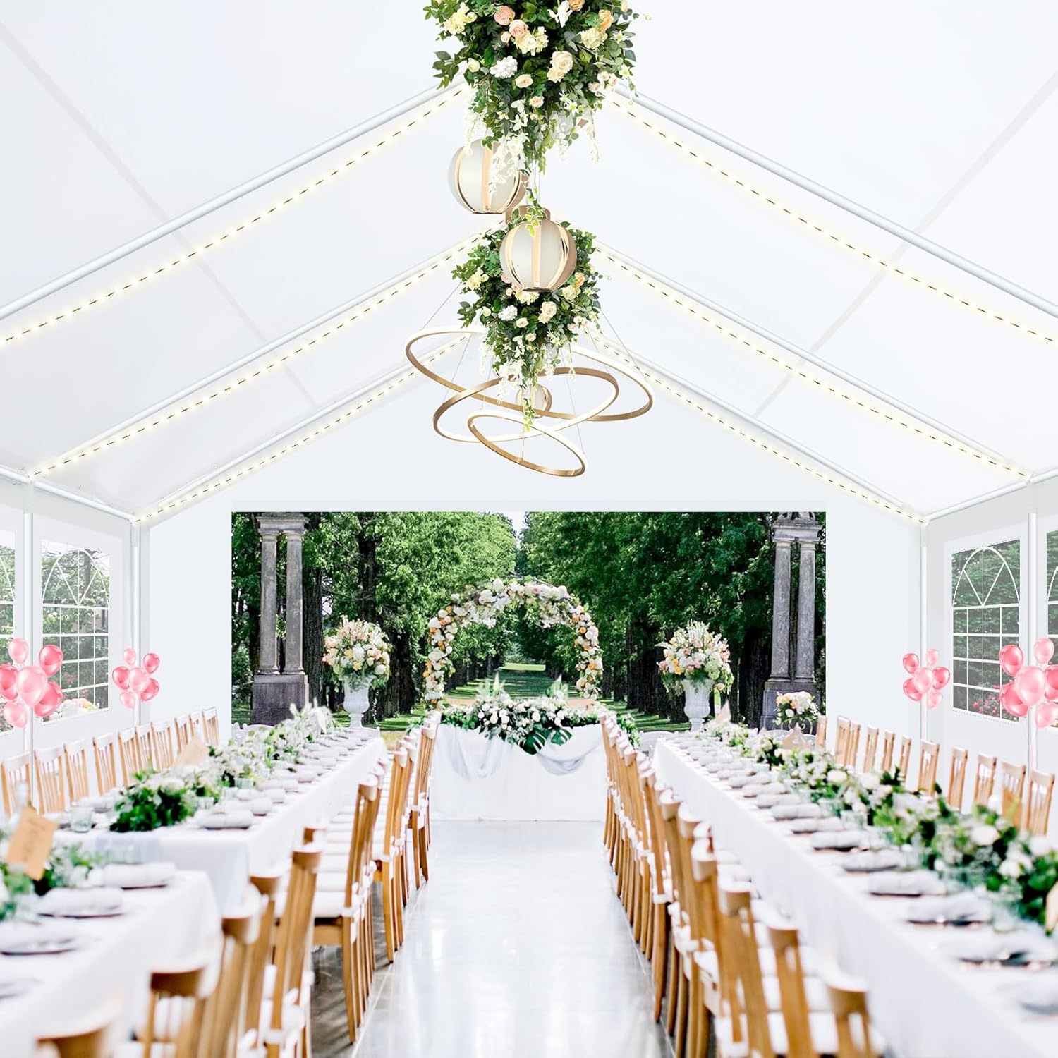 image:imageCOBIZI 13x26 Party Tent Heavy Duty Tents for Parties with Removable Sidewalls amp Builtin Sandbags Wedding Tent Easy to Set up UV 50 Waterproof