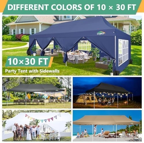 image:imageCOBIZI 16x16 Pop Up Gazebo Tent with Mosquito Netting Gazebos on Clearance Hexagonal Outdoor Canopy Shelter Patented Center Lock 6Sided Portable Gazebos Pop Up Canopy Tent for Backyard GrayDark Blue