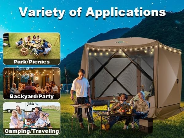 image:imageCOBIZI 16x16 Pop Up Gazebo Tent with Mosquito Netting Gazebos on Clearance Hexagonal Outdoor Canopy Shelter Patented Center Lock 6Sided Portable Gazebos Pop Up Canopy Tent for Backyard GrayKhaki