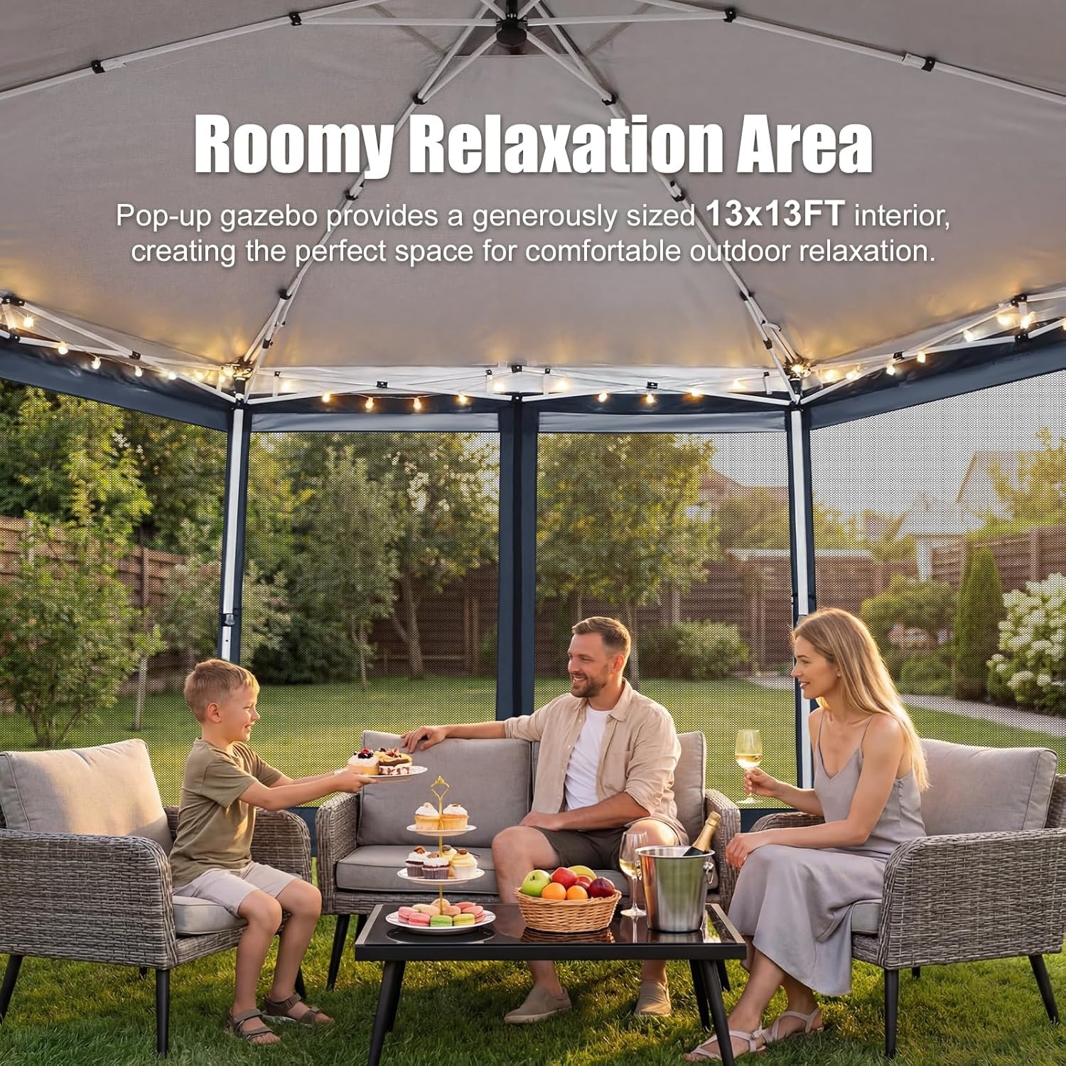 image:imageCOBIZI 16x16 Pop Up Gazebo Tent with Mosquito Netting Gazebos on Clearance Hexagonal Outdoor Canopy Shelter Patented Center Lock 6Sided Portable Gazebos Pop Up Canopy Tent for Backyard GrayGray