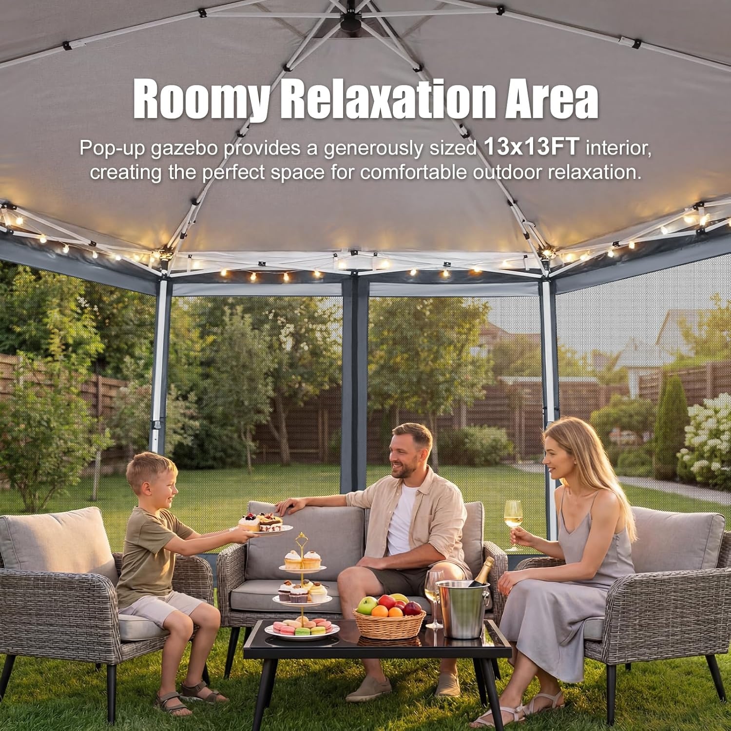 image:imageCOBIZI 16x16 Pop Up Gazebo Tent with Mosquito Netting Gazebos on Clearance Hexagonal Outdoor Canopy Shelter Patented Center Lock 6Sided Portable Gazebos Pop Up Canopy Tent for Backyard GrayWhite