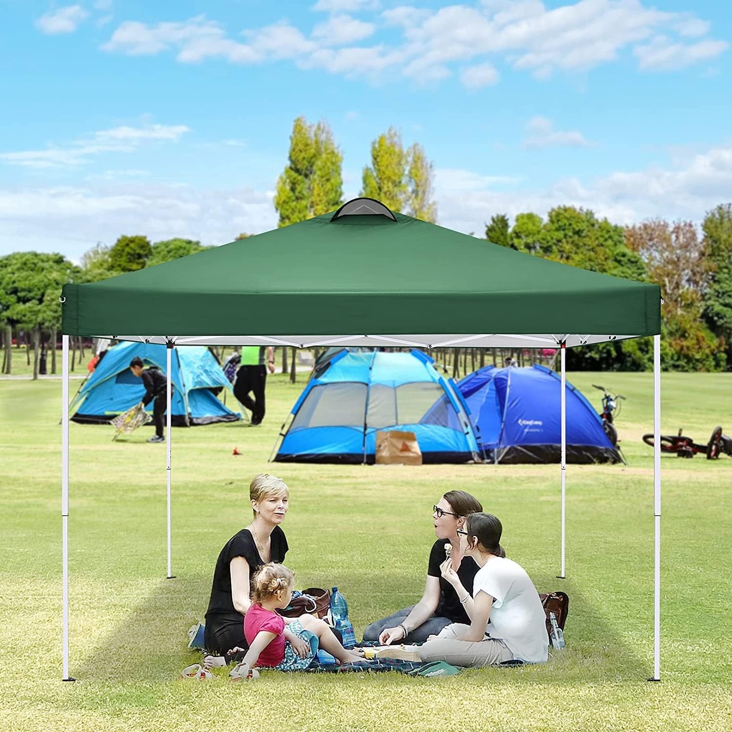 image:imageCOBIZI 16x16 Pop up Gazebo on Clearance Hexagonal Outdoor Canopy Tent with Mosquito Netting Adjustable Height and 256 Square ft of Shade for Party Backyard Gardens with Vented TopBrowngreen