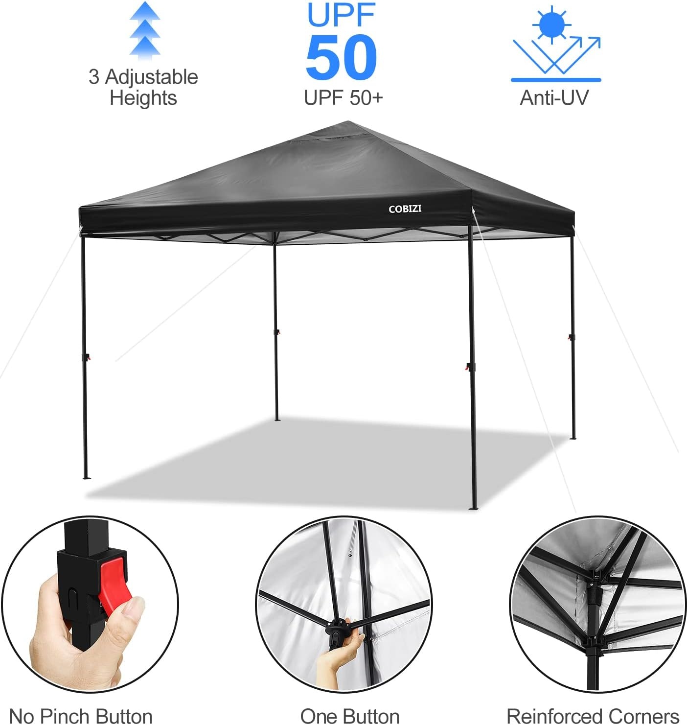 image:imageCOBIZI 16x16 Pop up Gazebo on Clearance Hexagonal Outdoor Canopy Tent with Mosquito Netting Adjustable Height and 256 Square ft of Shade for Party Backyard Gardens with Vented TopBrownDark Black