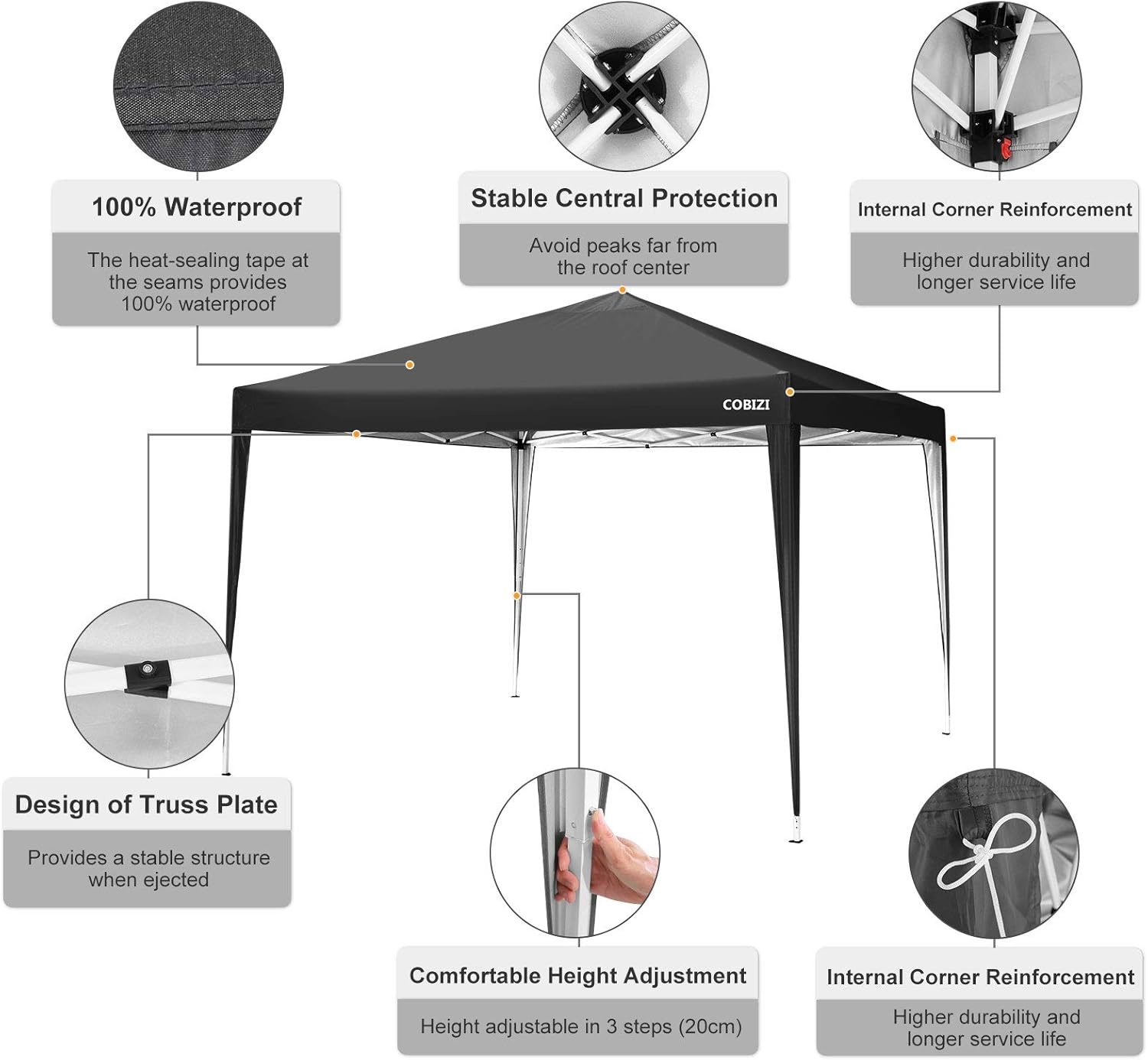 image:imageCOBIZI 16x16 Pop up Gazebo on Clearance Hexagonal Outdoor Canopy Tent with Mosquito Netting Adjustable Height and 256 Square ft of Shade for Party Backyard Gardens with Vented TopBrownBrown