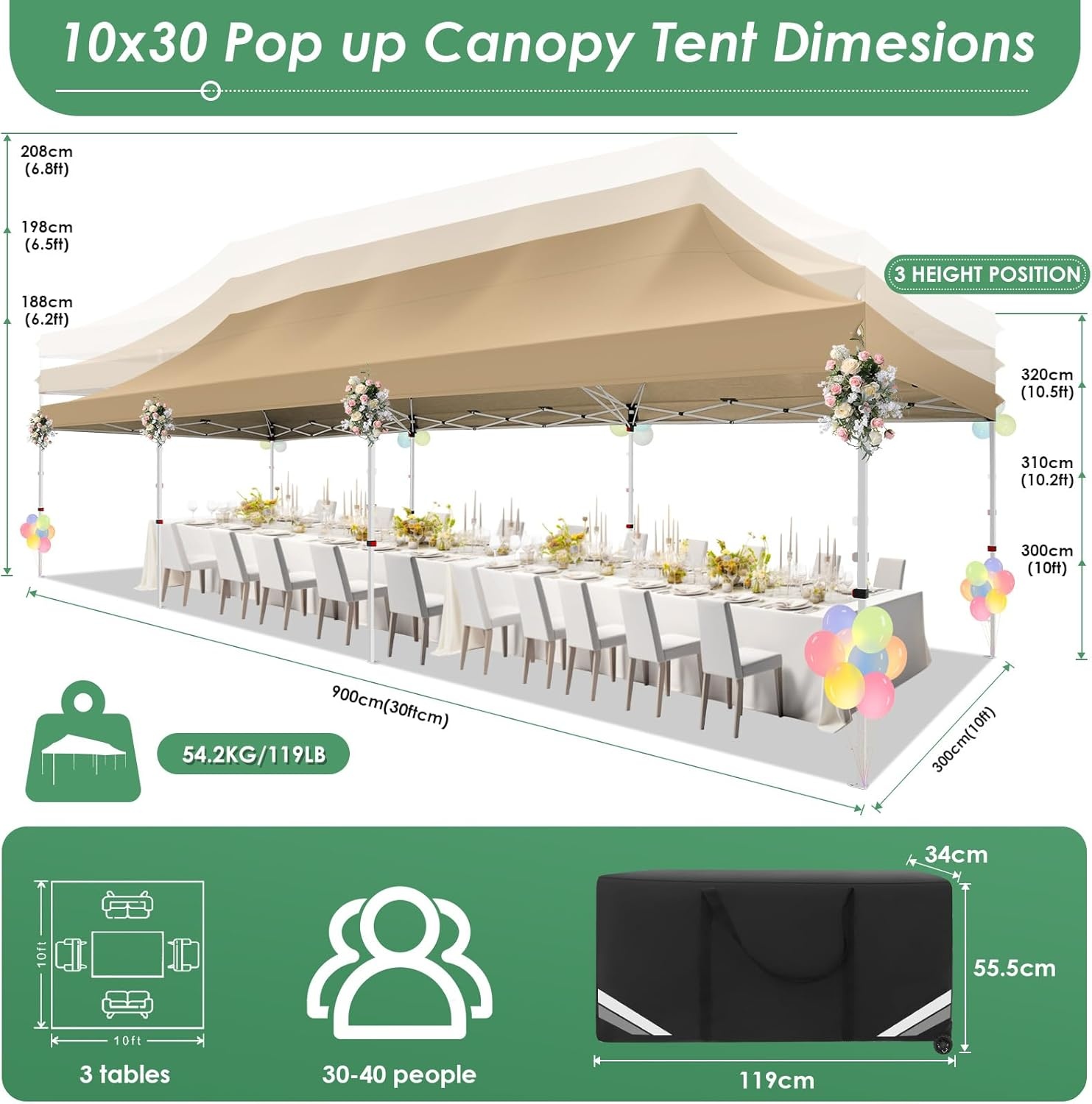 image:imageCOBIZI 16x16 Pop up Gazebo on Clearance Hexagonal Outdoor Canopy Tent with Mosquito Netting Adjustable Height and 256 Square ft of Shade for Party Backyard Gardens with Vented TopBrownKhaki1 year warranty