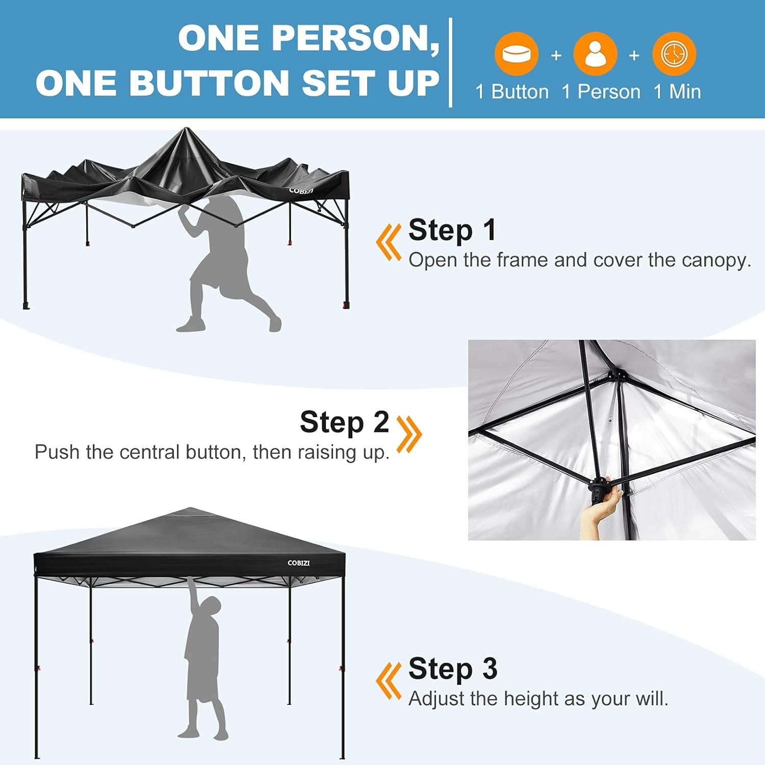 image:imageCOBIZI 16x16 Pop up Gazebo on Clearance Hexagonal Outdoor Canopy Tent with Mosquito Netting Adjustable Height and 256 Square ft of Shade for Party Backyard Gardens with Vented TopBrownDark Black