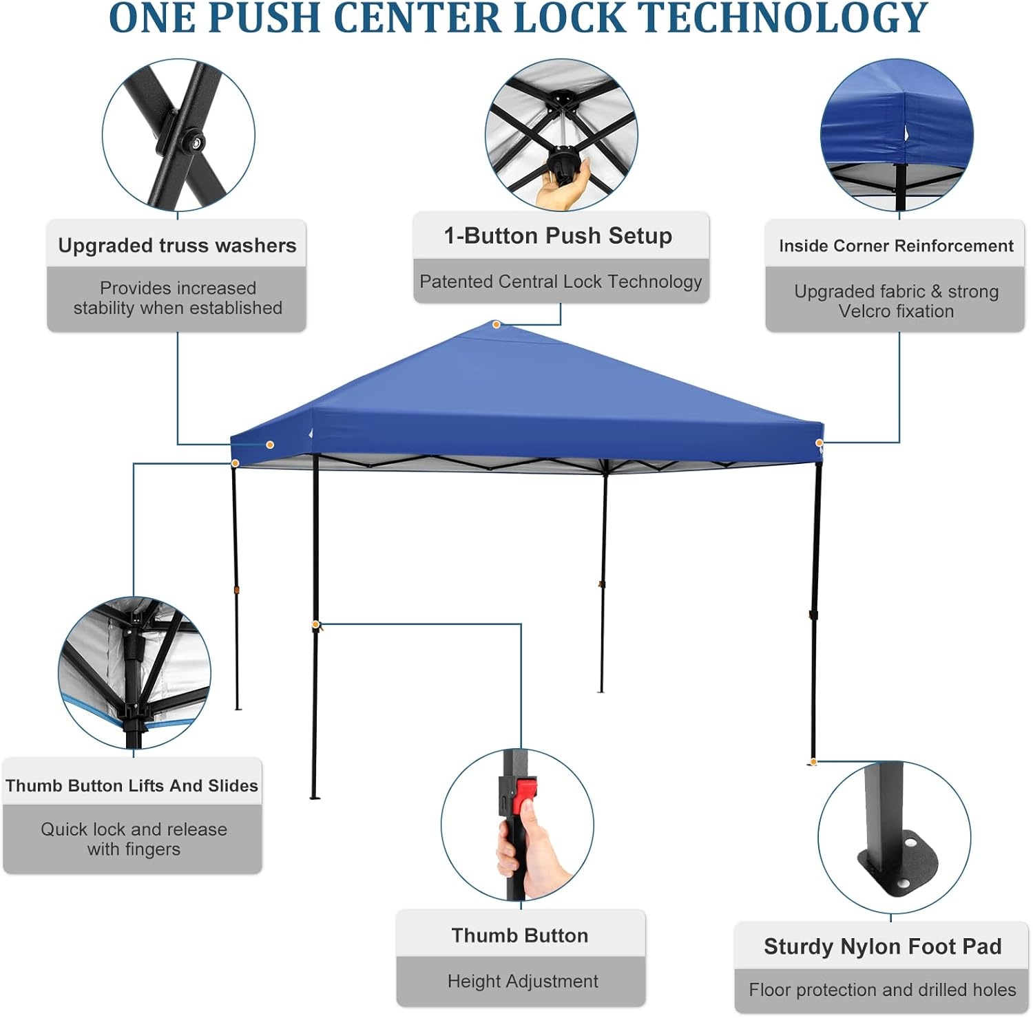 image:imageCOBIZI 16x16 Pop up Gazebo on Clearance Hexagonal Outdoor Canopy Tent with Mosquito Netting Adjustable Height and 256 Square ft of Shade for Party Backyard Gardens with Vented TopBrownBlue