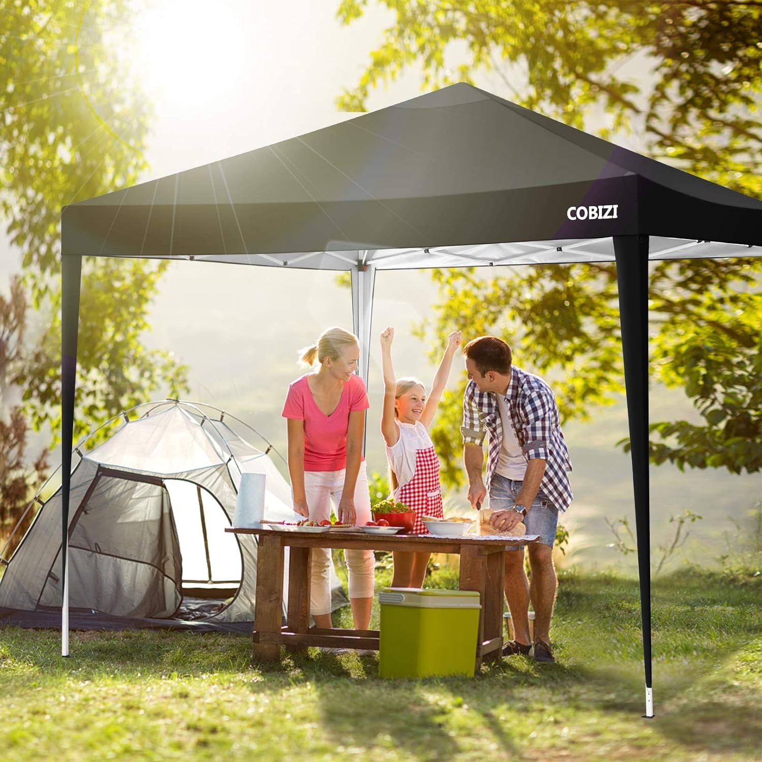 image:imageCOBIZI 16x16 Pop up Gazebo on Clearance Hexagonal Outdoor Canopy Tent with Mosquito Netting Adjustable Height and 256 Square ft of Shade for Party Backyard Gardens with Vented TopBrownDark Green