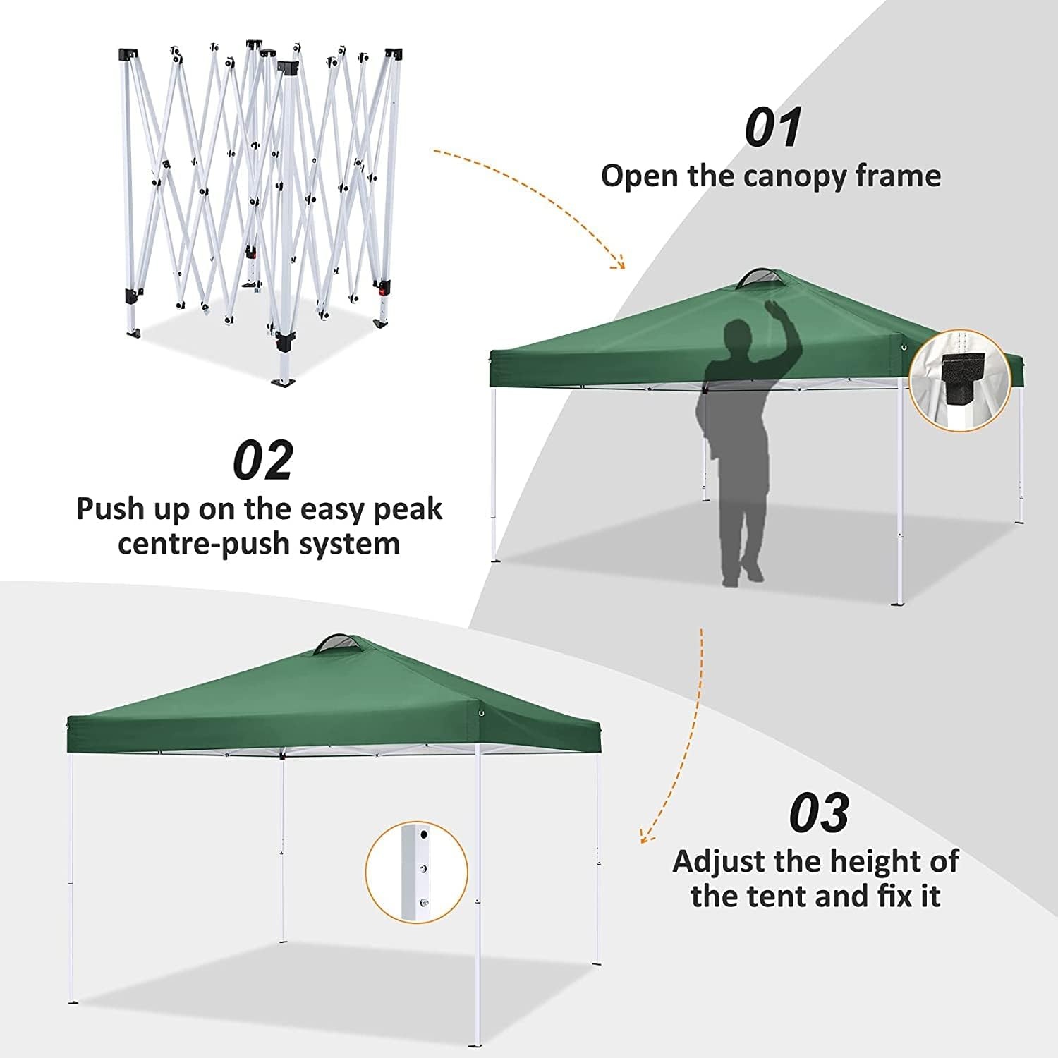 image:imageCOBIZI 16x16 Pop up Gazebo on Clearance Hexagonal Outdoor Canopy Tent with Mosquito Netting Adjustable Height and 256 Square ft of Shade for Party Backyard Gardens with Vented TopBrowngreen