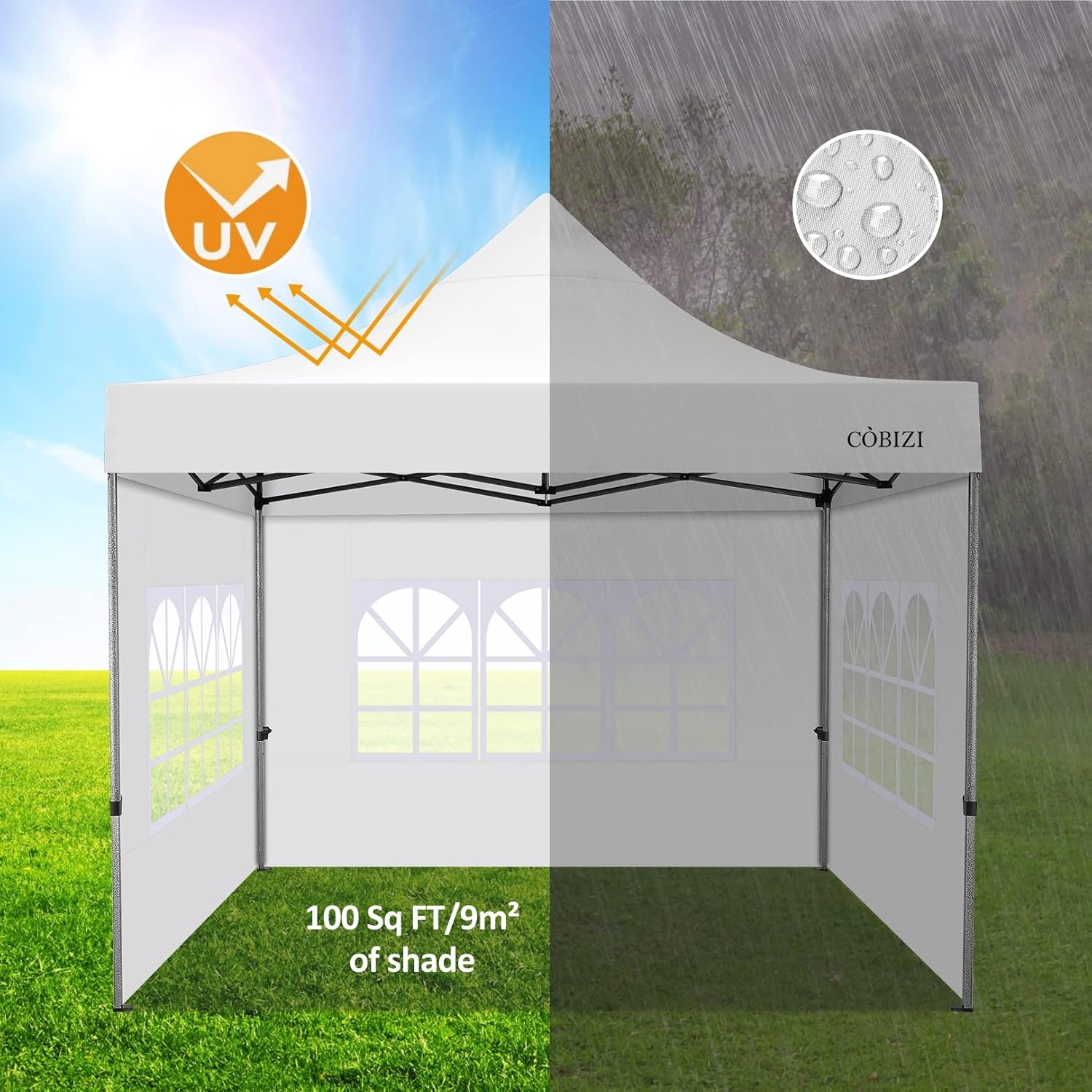image:imageCOBIZI 16x16 Pop up Gazebo on Clearance Hexagonal Outdoor Canopy Tent with Mosquito Netting Adjustable Height and 256 Square ft of Shade for Party Backyard Gardens with Vented TopBrownWhite