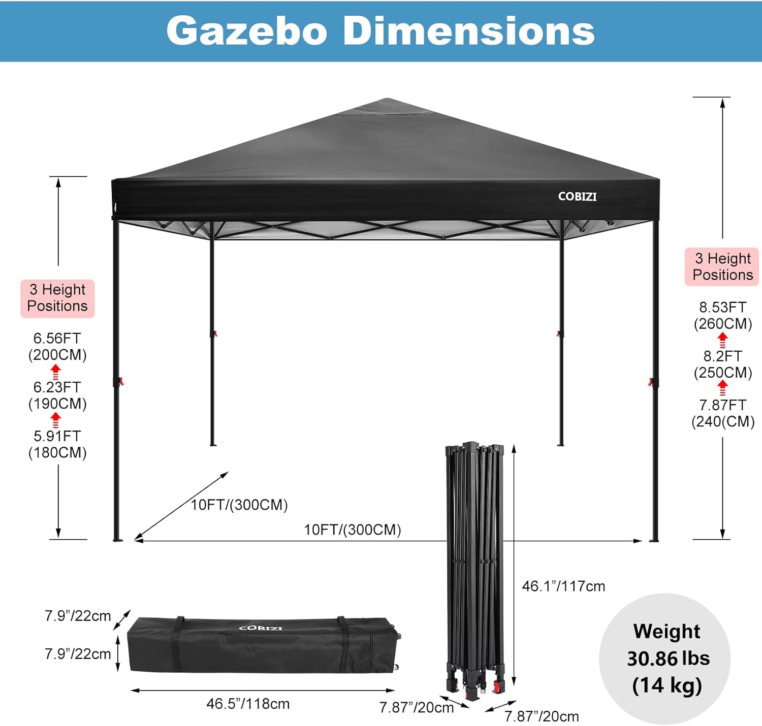 image:imageCOBIZI 16x16 Pop up Gazebo on Clearance Hexagonal Outdoor Canopy Tent with Mosquito Netting Adjustable Height and 256 Square ft of Shade for Party Backyard Gardens with Vented TopBrownDark Black