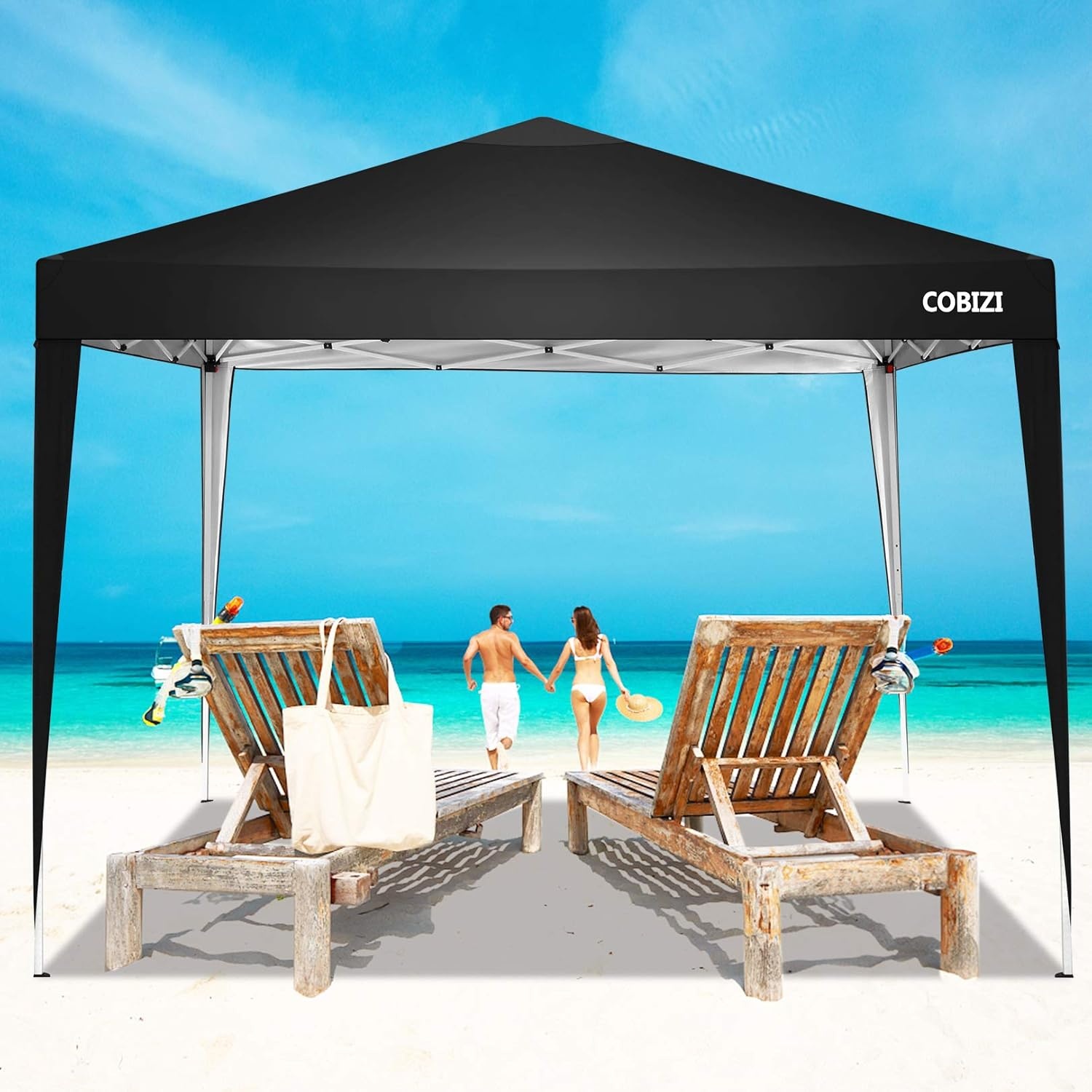 image:imageCOBIZI 16x16 Pop up Gazebo on Clearance Hexagonal Outdoor Canopy Tent with Mosquito Netting Adjustable Height and 256 Square ft of Shade for Party Backyard Gardens with Vented TopBrownDark Green