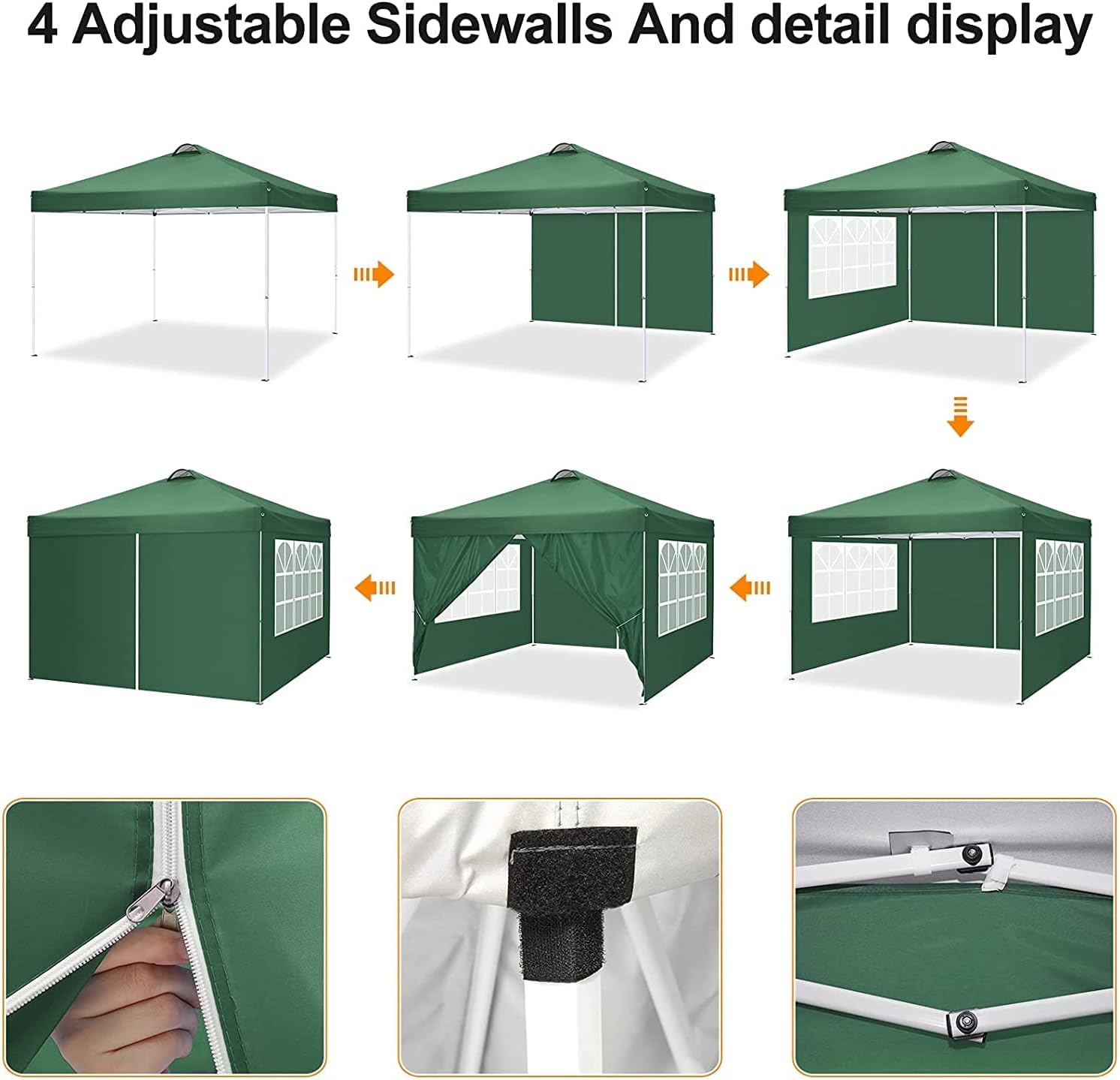 image:imageCOBIZI 16x16 Pop up Gazebo on Clearance Hexagonal Outdoor Canopy Tent with Mosquito Netting Adjustable Height and 256 Square ft of Shade for Party Backyard Gardens with Vented TopBrowngreen