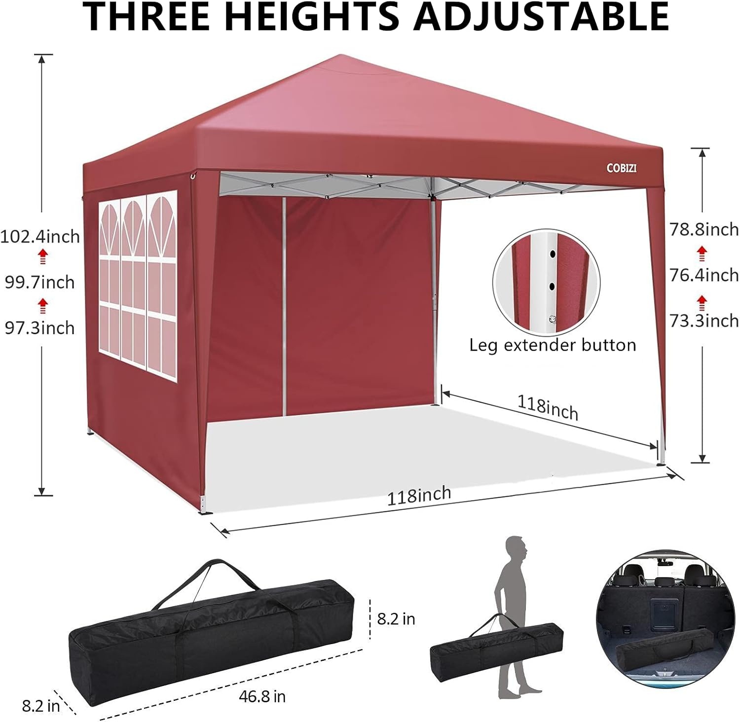 image:imageCOBIZI 16x16 Pop up Gazebo on Clearance Hexagonal Outdoor Canopy Tent with Mosquito Netting Adjustable Height and 256 Square ft of Shade for Party Backyard Gardens with Vented TopBrownred