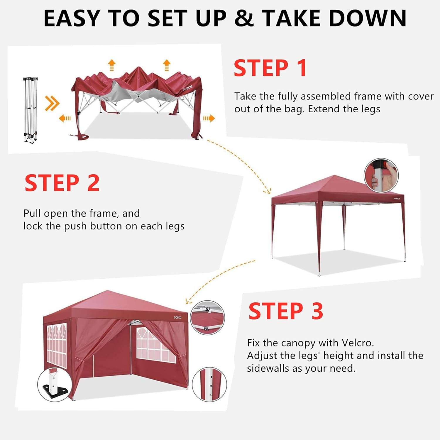image:imageCOBIZI 16x16 Pop up Gazebo on Clearance Hexagonal Outdoor Canopy Tent with Mosquito Netting Adjustable Height and 256 Square ft of Shade for Party Backyard Gardens with Vented TopBrownred