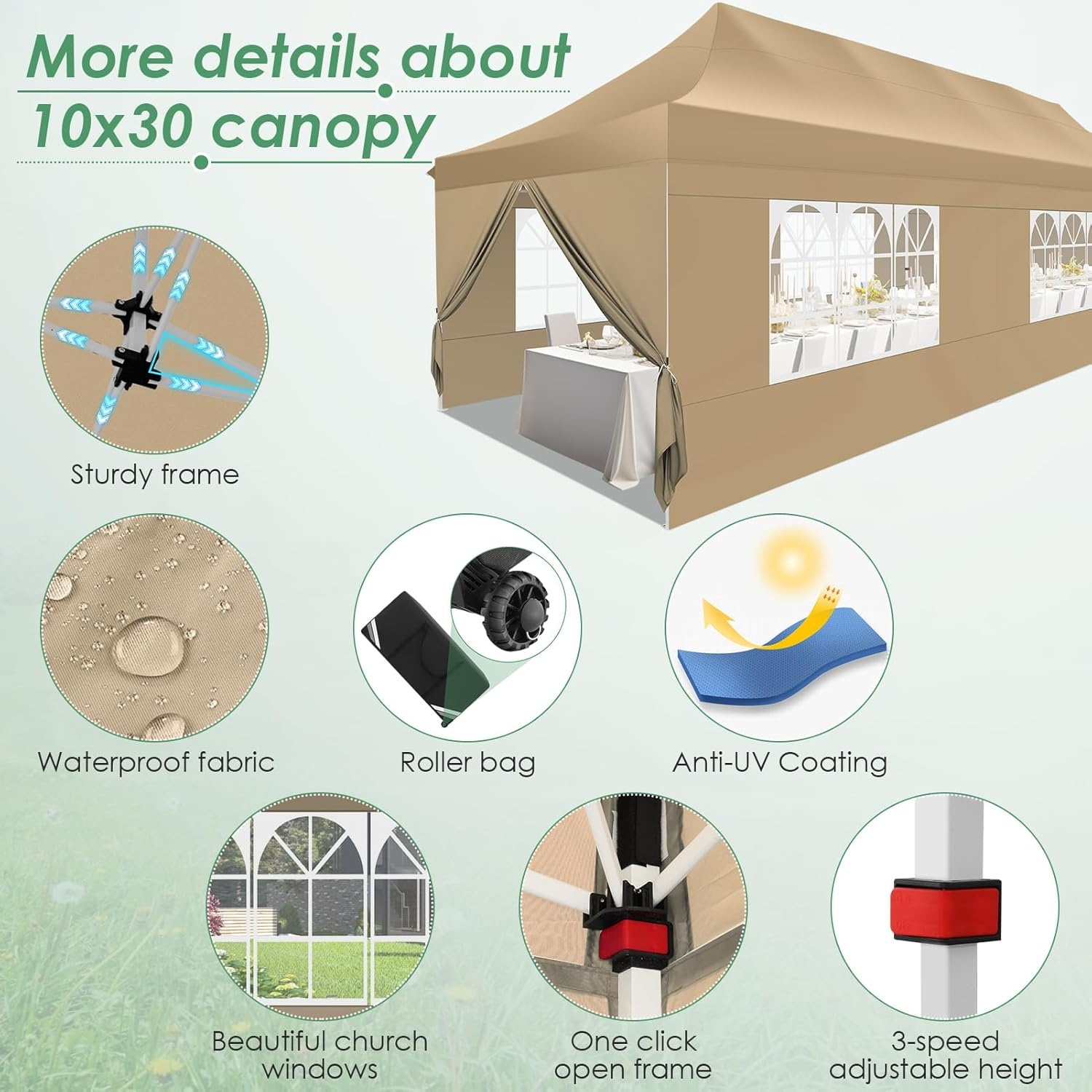 image:imageCOBIZI 16x16 Pop up Gazebo on Clearance Hexagonal Outdoor Canopy Tent with Mosquito Netting Adjustable Height and 256 Square ft of Shade for Party Backyard Gardens with Vented TopBrownKhaki1 year warranty