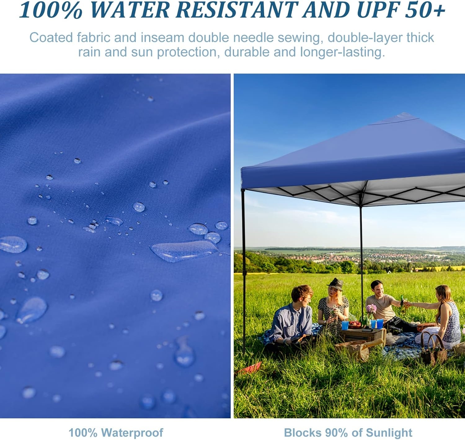 image:imageCOBIZI 16x16 Pop up Gazebo on Clearance Hexagonal Outdoor Canopy Tent with Mosquito Netting Adjustable Height and 256 Square ft of Shade for Party Backyard Gardens with Vented TopBrownBlue