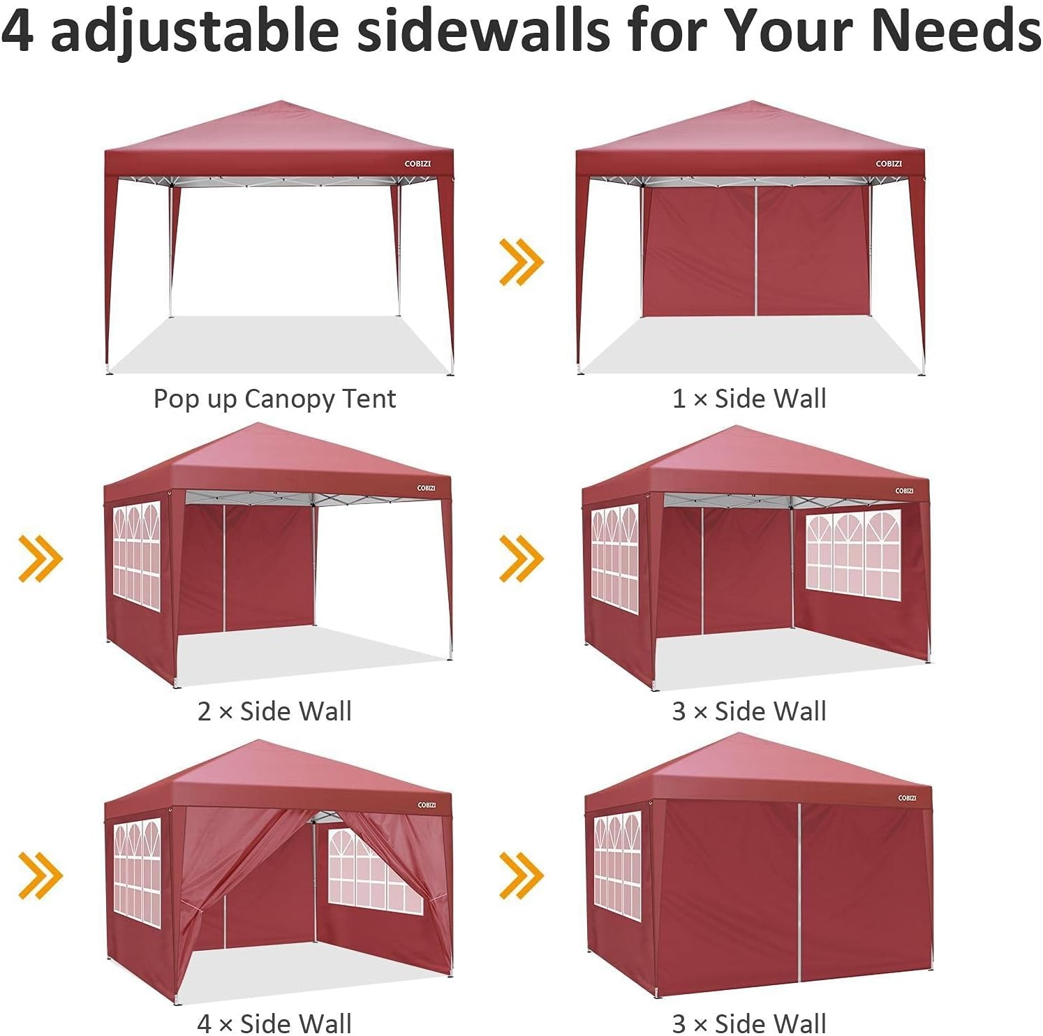image:imageCOBIZI 16x16 Pop up Gazebo on Clearance Hexagonal Outdoor Canopy Tent with Mosquito Netting Adjustable Height and 256 Square ft of Shade for Party Backyard Gardens with Vented TopBrownred
