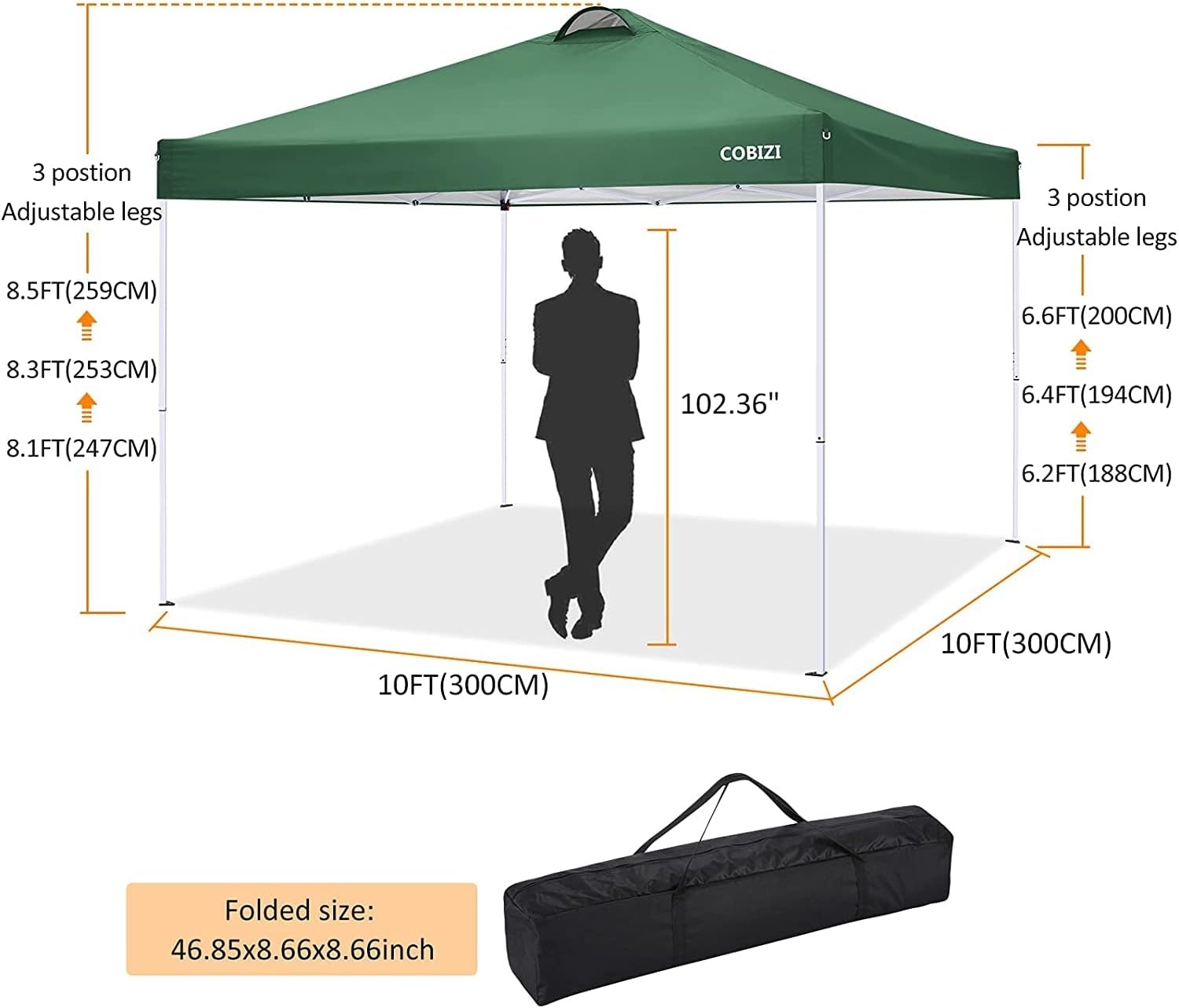 image:imageCOBIZI 16x16 Pop up Gazebo on Clearance Hexagonal Outdoor Canopy Tent with Mosquito Netting Adjustable Height and 256 Square ft of Shade for Party Backyard Gardens with Vented TopBrowngreen