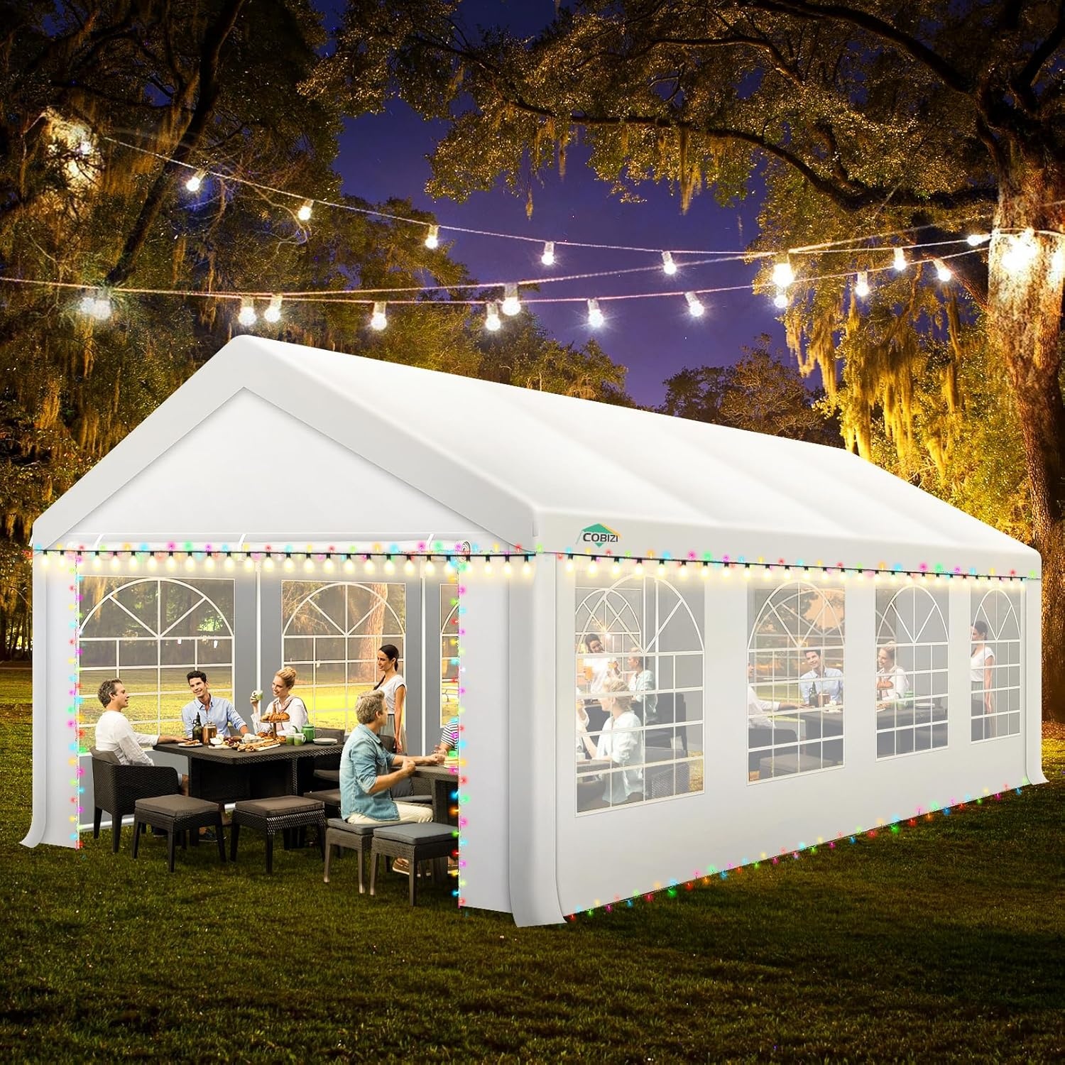 image:imageCOBIZI 20x30 FT Party Tent Heavy Duty Large Outdoor Event Tents for Parties with 8 Sidewalls amp Builtin SandbagsWaterproof Wedding Canopy Tent Gazebo Commercial Tents for CarportPatioWhiteWhite