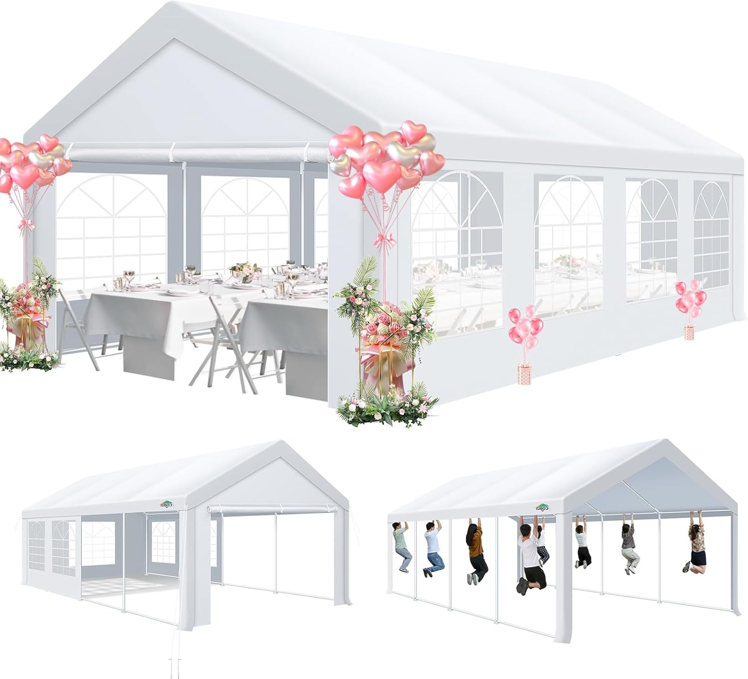 image:imageCOBIZI 20x30 FT Party Tent Heavy Duty Large Outdoor Event Tents for Parties with 8 Sidewalls amp Builtin SandbagsWaterproof Wedding Canopy Tent Gazebo Commercial Tents for CarportPatioWhiteWhite