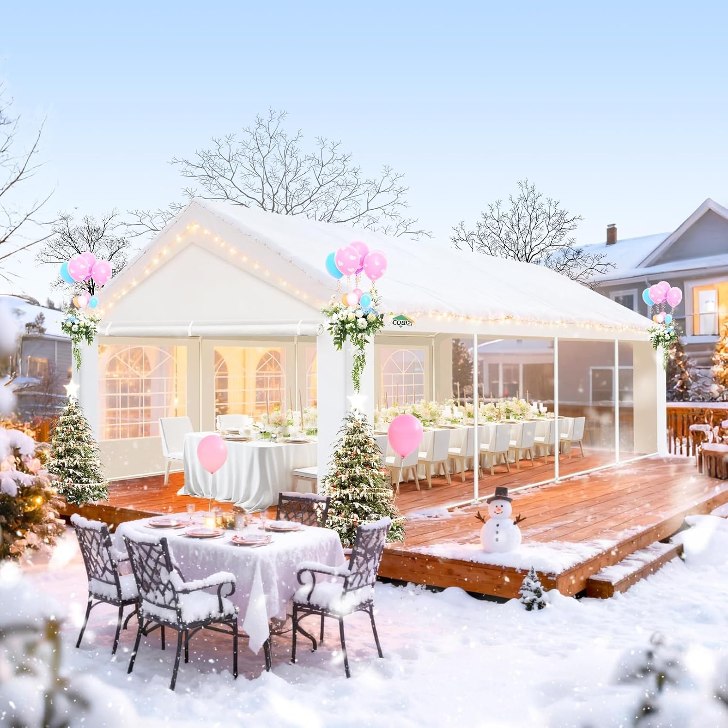 image:imageCOBIZI 20x30 FT Party Tent Heavy Duty Large Outdoor Event Tents for Parties with 8 Sidewalls amp Builtin SandbagsWaterproof Wedding Canopy Tent Gazebo Commercial Tents for CarportPatioWhiteWhite