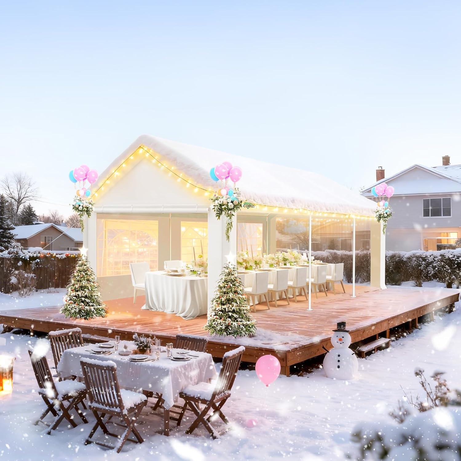 image:imageCOBIZI 20x30 FT Party Tent Heavy Duty Large Outdoor Event Tents for Parties with 8 Sidewalls amp Builtin SandbagsWaterproof Wedding Canopy Tent Gazebo Commercial Tents for CarportPatioWhiteWhite