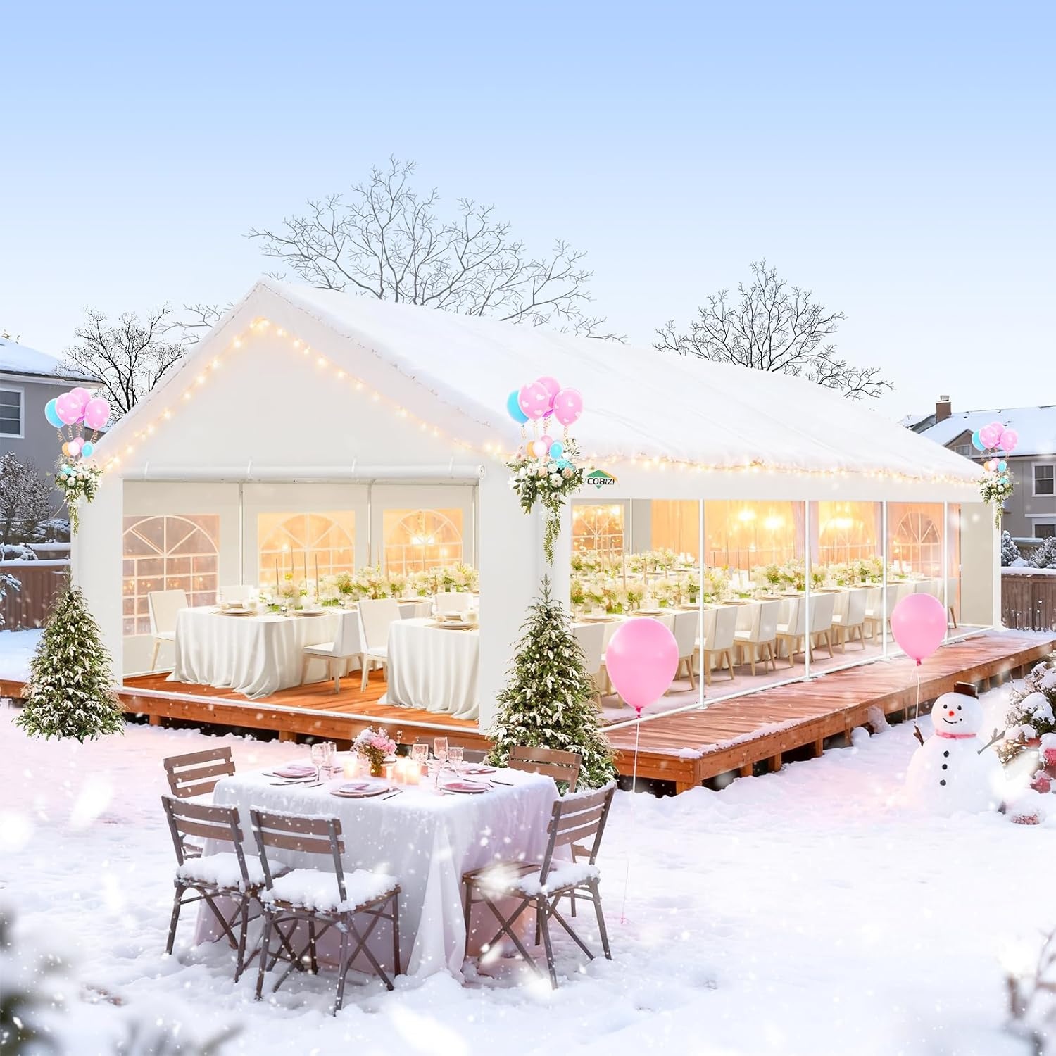 image:imageCOBIZI 20x30 FT Party Tent Heavy Duty Large Outdoor Event Tents for Parties with 8 Sidewalls amp Builtin SandbagsWaterproof Wedding Canopy Tent Gazebo Commercial Tents for CarportPatioWhiteWhite