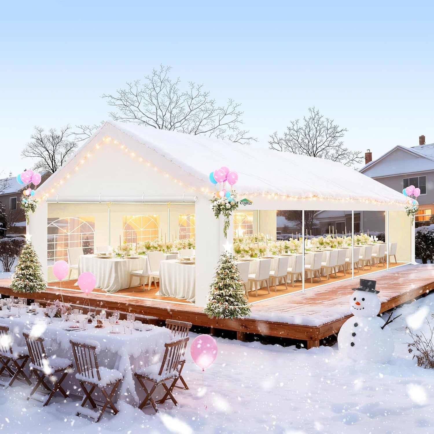 image:imageCOBIZI 20x30 FT Party Tent Heavy Duty Large Outdoor Event Tents for Parties with 8 Sidewalls amp Builtin SandbagsWaterproof Wedding Canopy Tent Gazebo Commercial Tents for CarportPatioWhiteWhite
