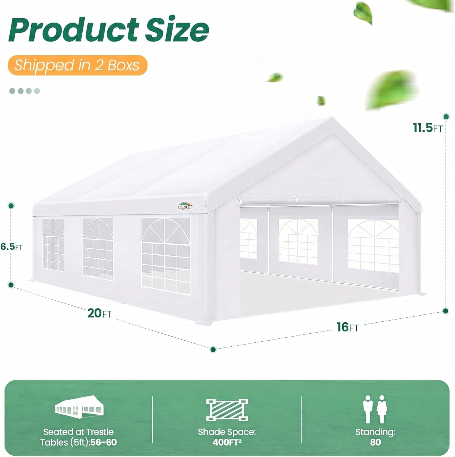 image:imageCOBIZI 20x30 FT Party Tent Heavy Duty Large Outdoor Event Tents for Parties with 8 Sidewalls amp Builtin SandbagsWaterproof Wedding Canopy Tent Gazebo Commercial Tents for CarportPatioWhiteWhite