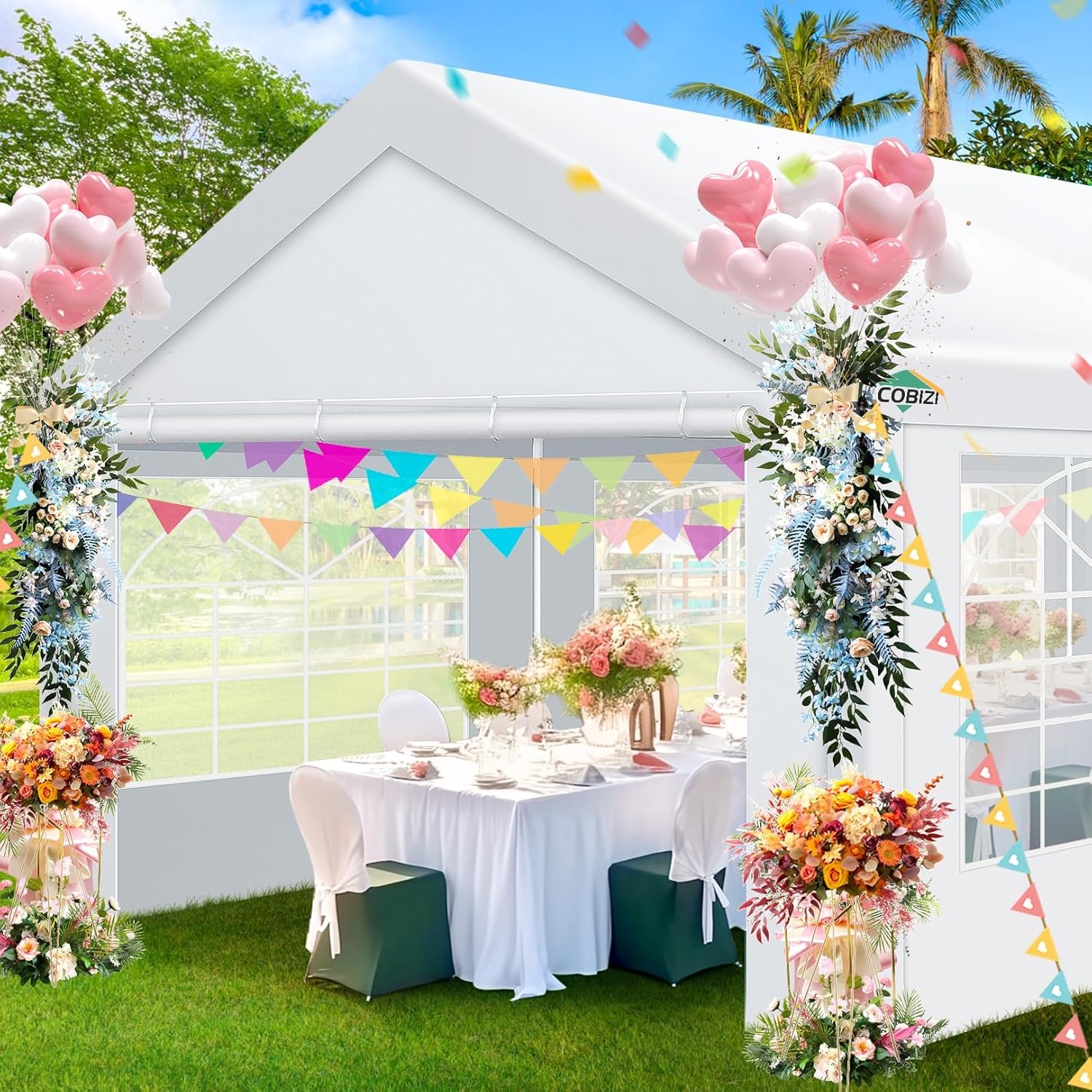 image:imageCOBIZI 20x30 FT Party Tent Heavy Duty Large Outdoor Event Tents for Parties with 8 Sidewalls amp Builtin SandbagsWaterproof Wedding Canopy Tent Gazebo Commercial Tents for CarportPatioWhiteWhite