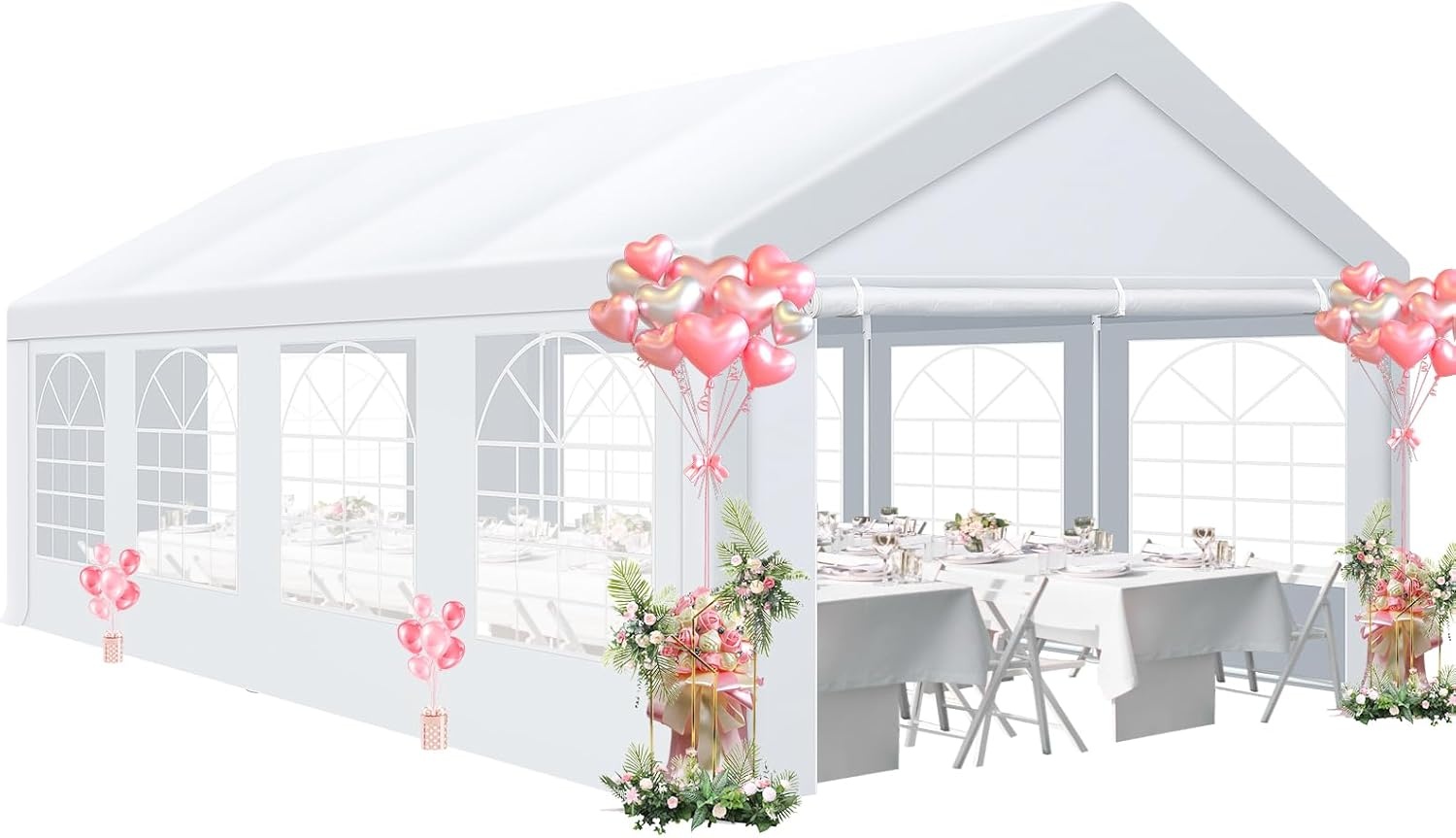 image:imageCOBIZI 20x30 FT Party Tent Heavy Duty Large Outdoor Event Tents for Parties with 8 Sidewalls amp Builtin SandbagsWaterproof Wedding Canopy Tent Gazebo Commercial Tents for CarportPatioWhiteReds