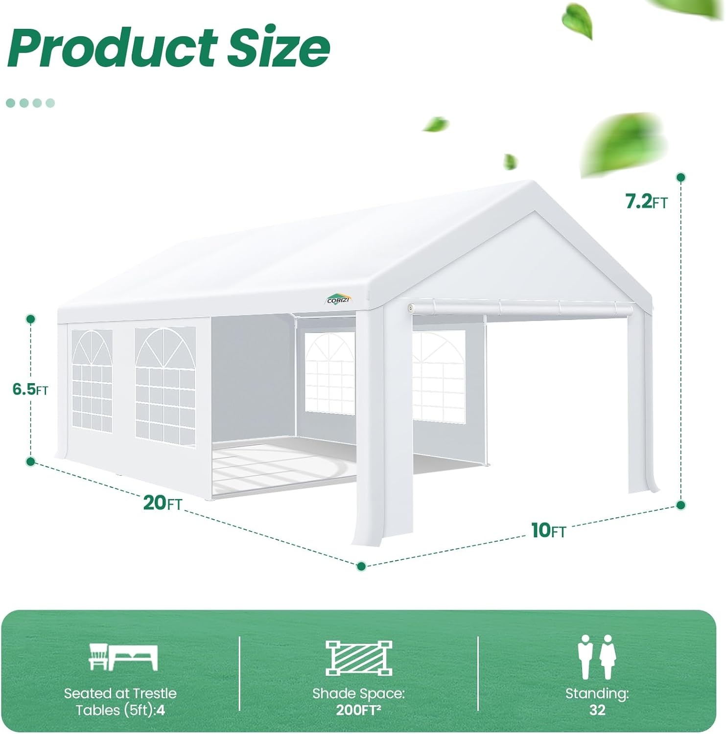 image:imageCOBIZI 20x30 FT Party Tent Heavy Duty Large Outdoor Event Tents for Parties with 8 Sidewalls amp Builtin SandbagsWaterproof Wedding Canopy Tent Gazebo Commercial Tents for CarportPatioWhiteWhite