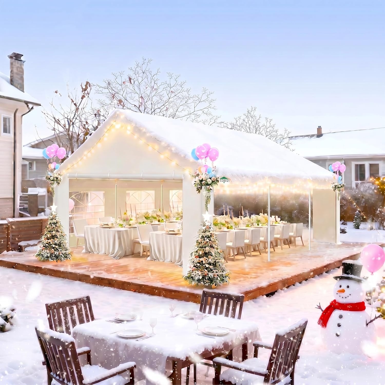 image:imageCOBIZI 20x30 FT Party Tent Heavy Duty Large Outdoor Event Tents for Parties with 8 Sidewalls amp Builtin SandbagsWaterproof Wedding Canopy Tent Gazebo Commercial Tents for CarportPatioWhiteWhite