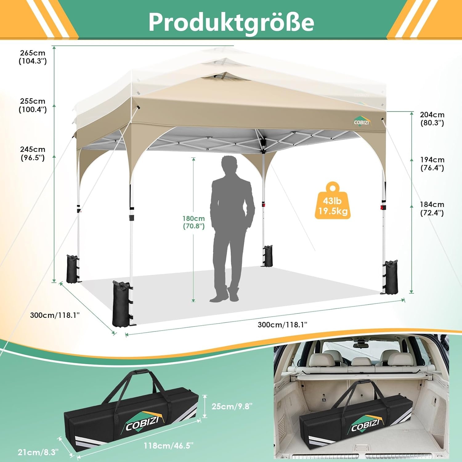 image:imageCOBIZI 20x30 Outdoor Party Tent Heavy Duty Waterproof Canopy Shelter with 8 Sidewalls amp 12 Church Windows White Powder Coating Builtin Sandbag Commercial Event Tents for Parties Wedding Patio BBQKhakiUPF50