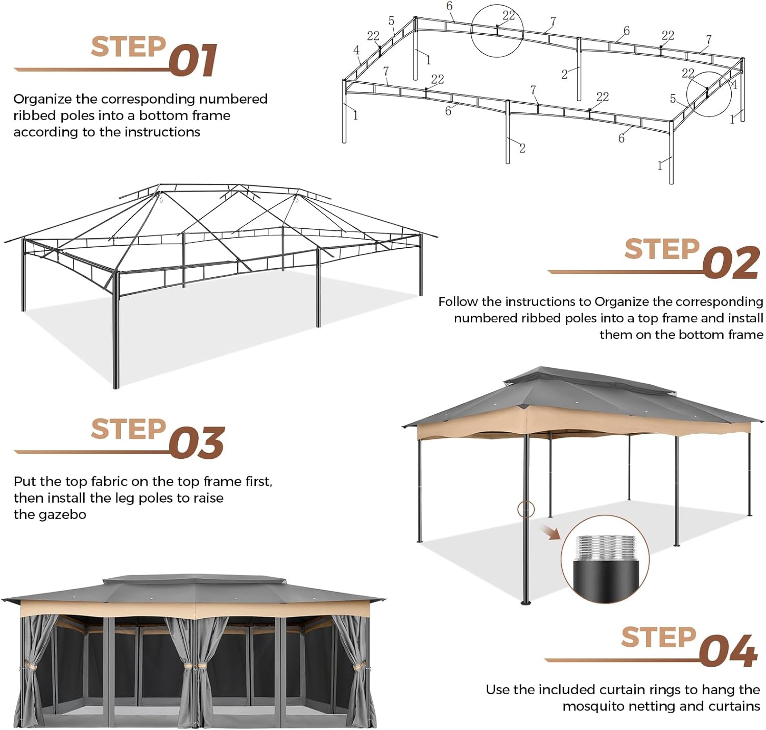 image:imageCOBIZI 20x30 Outdoor Party Tent Heavy Duty Waterproof Canopy Shelter with 8 Sidewalls amp 12 Church Windows White Powder Coating Builtin Sandbag Commercial Event Tents for Parties Wedding Patio BBQGray Frame Thickened 5year Warranty