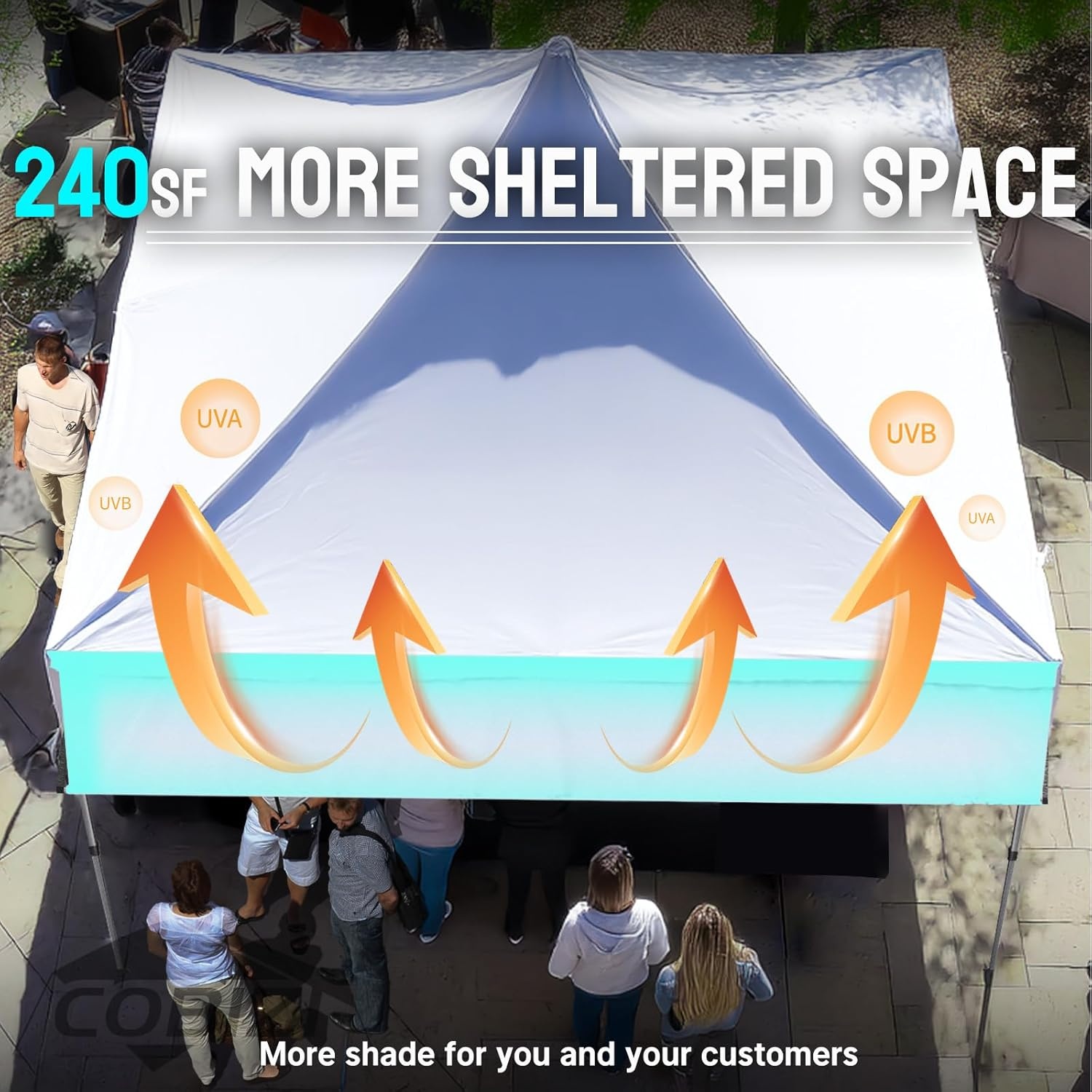 image:imageCOBIZI 20x30 Outdoor Party Tent Heavy Duty Waterproof Canopy Shelter with 8 Sidewalls amp 12 Church Windows White Powder Coating Builtin Sandbag Commercial Event Tents for Parties Wedding Patio BBQKhaki