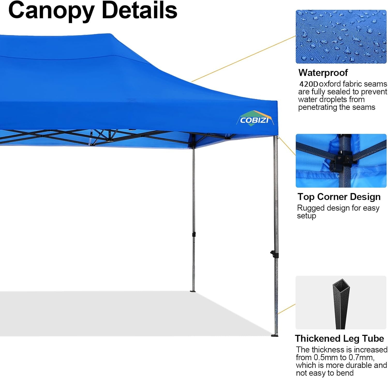 image:imageCOBIZI 20x30 Outdoor Party Tent Heavy Duty Waterproof Canopy Shelter with 8 Sidewalls amp 12 Church Windows White Powder Coating Builtin Sandbag Commercial Event Tents for Parties Wedding Patio BBQBlue