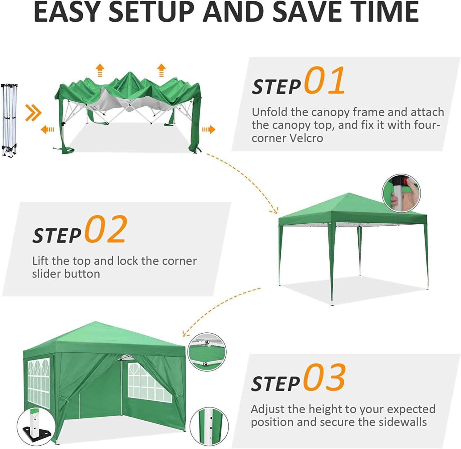image:imageCOBIZI 20x30 Outdoor Party Tent Heavy Duty Waterproof Canopy Shelter with 8 Sidewalls amp 12 Church Windows White Powder Coating Builtin Sandbag Commercial Event Tents for Parties Wedding Patio BBQLight Green