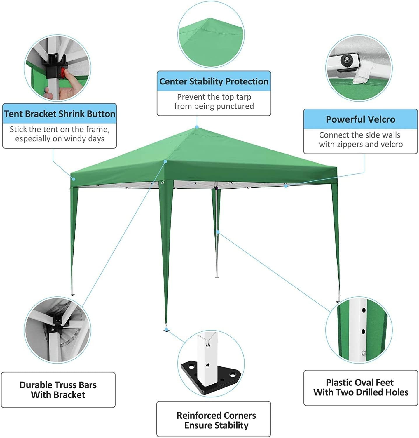 image:imageCOBIZI 20x30 Outdoor Party Tent Heavy Duty Waterproof Canopy Shelter with 8 Sidewalls amp 12 Church Windows White Powder Coating Builtin Sandbag Commercial Event Tents for Parties Wedding Patio BBQLight Green
