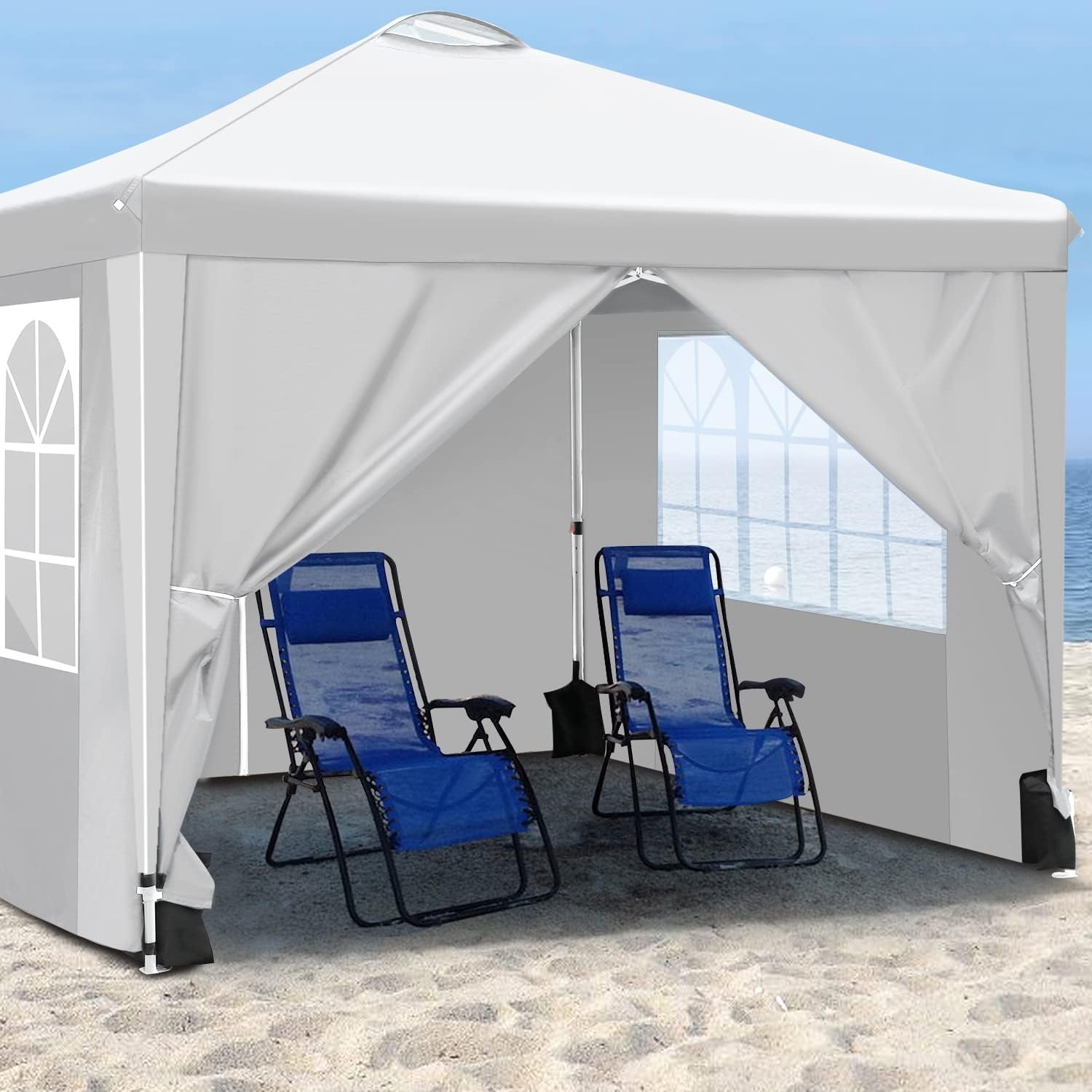 image:imageCOBIZI 20x30 Outdoor Party Tent Heavy Duty Waterproof Canopy Shelter with 8 Sidewalls amp 12 Church Windows White Powder Coating Builtin Sandbag Commercial Event Tents for Parties Wedding Patio BBQmetallic silver