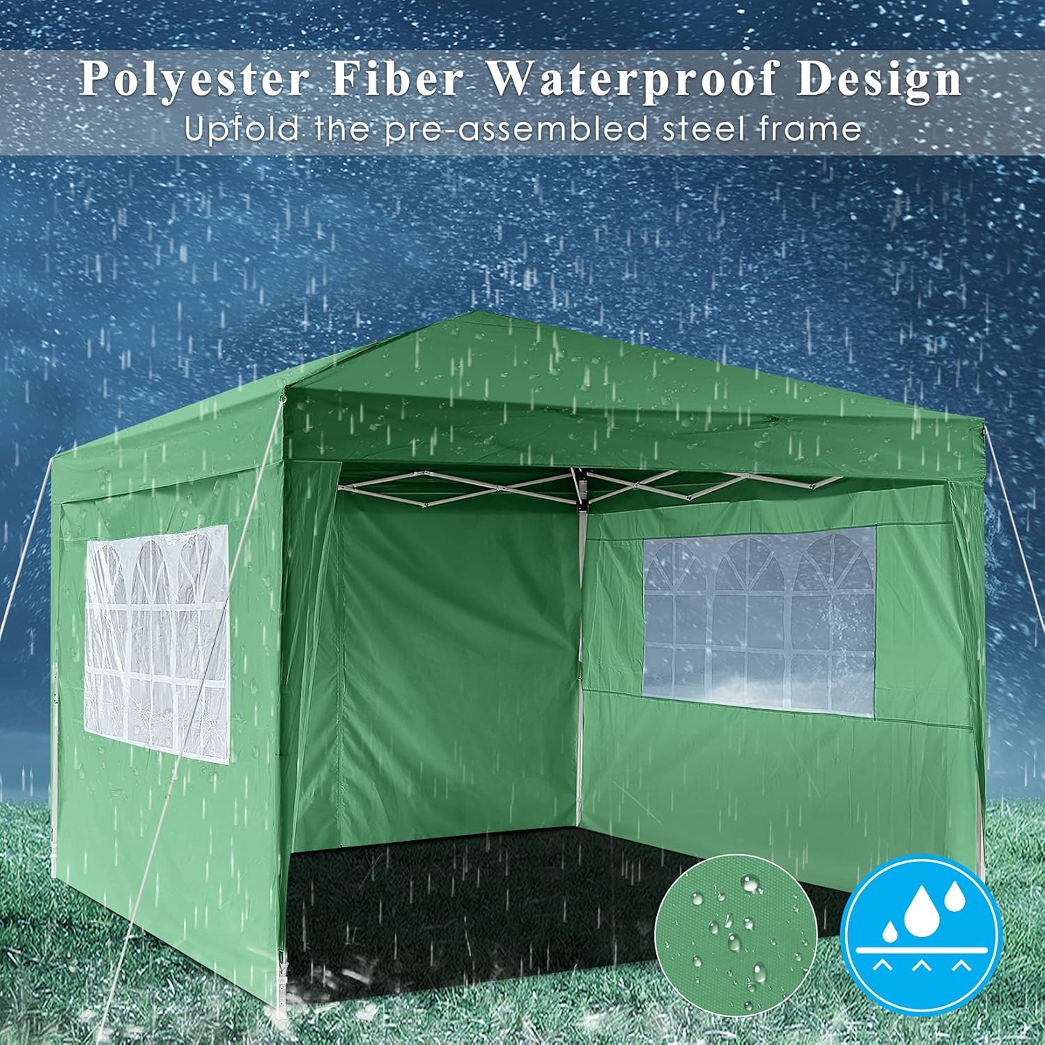 image:imageCOBIZI 20x30 Outdoor Party Tent Heavy Duty Waterproof Canopy Shelter with 8 Sidewalls amp 12 Church Windows White Powder Coating Builtin Sandbag Commercial Event Tents for Parties Wedding Patio BBQGN