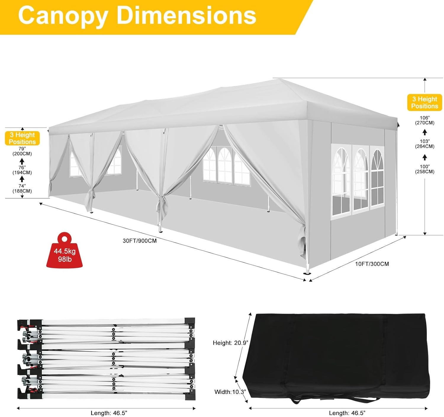 image:imageCOBIZI 20x30 Outdoor Party Tent Heavy Duty Waterproof Canopy Shelter with 8 Sidewalls amp 12 Church Windows White Powder Coating Builtin Sandbag Commercial Event Tents for Parties Wedding Patio BBQWhite