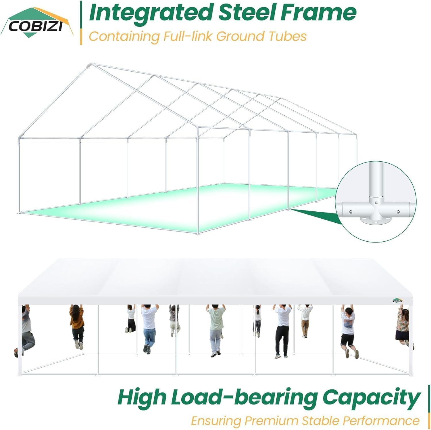 image:imageCOBIZI 20x30 Outdoor Party Tent Heavy Duty Waterproof Canopy Shelter with 8 Sidewalls amp 12 Church Windows White Powder Coating Builtin Sandbag Commercial Event Tents for Parties Wedding Patio BBQWhite