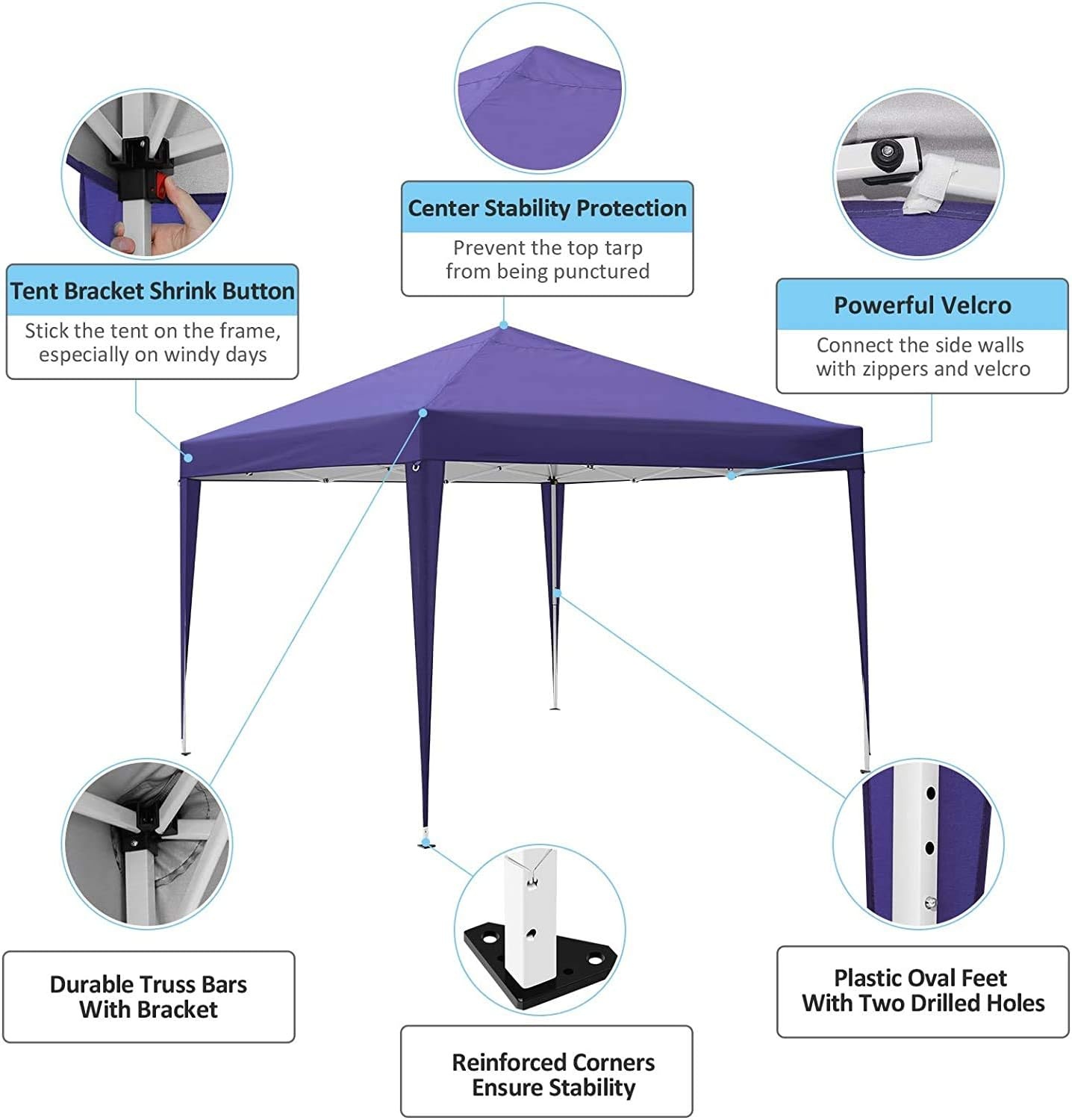 image:imageCOBIZI 20x30 Outdoor Party Tent Heavy Duty Waterproof Canopy Shelter with 8 Sidewalls amp 12 Church Windows White Powder Coating Builtin Sandbag Commercial Event Tents for Parties Wedding Patio BBQLight Pink